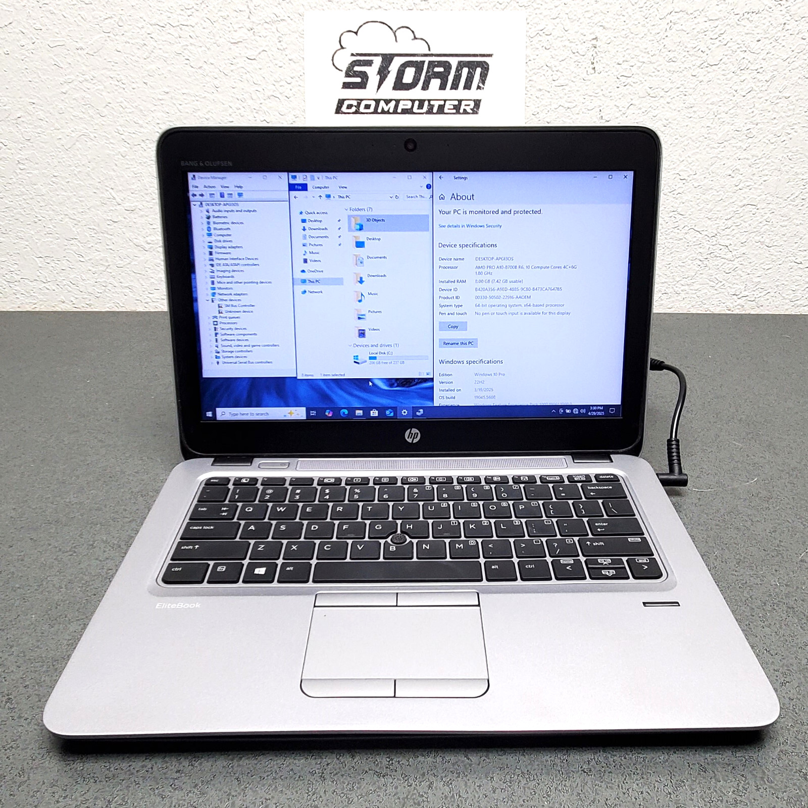 HP Elitebook 725 G3 A10-8700B R6 8GB 256GB SSD 1NW37UT 13.3″