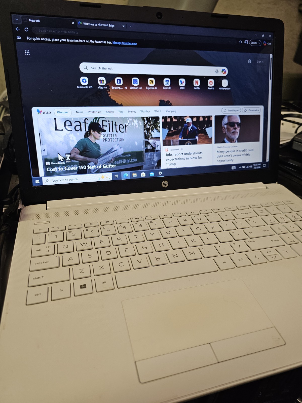 HP Laptop Mdl 15-DA0043NR/Core i3-7020U@2.30Ghz/8GB RAM/1 TB HDD/Win10/DVD + AC