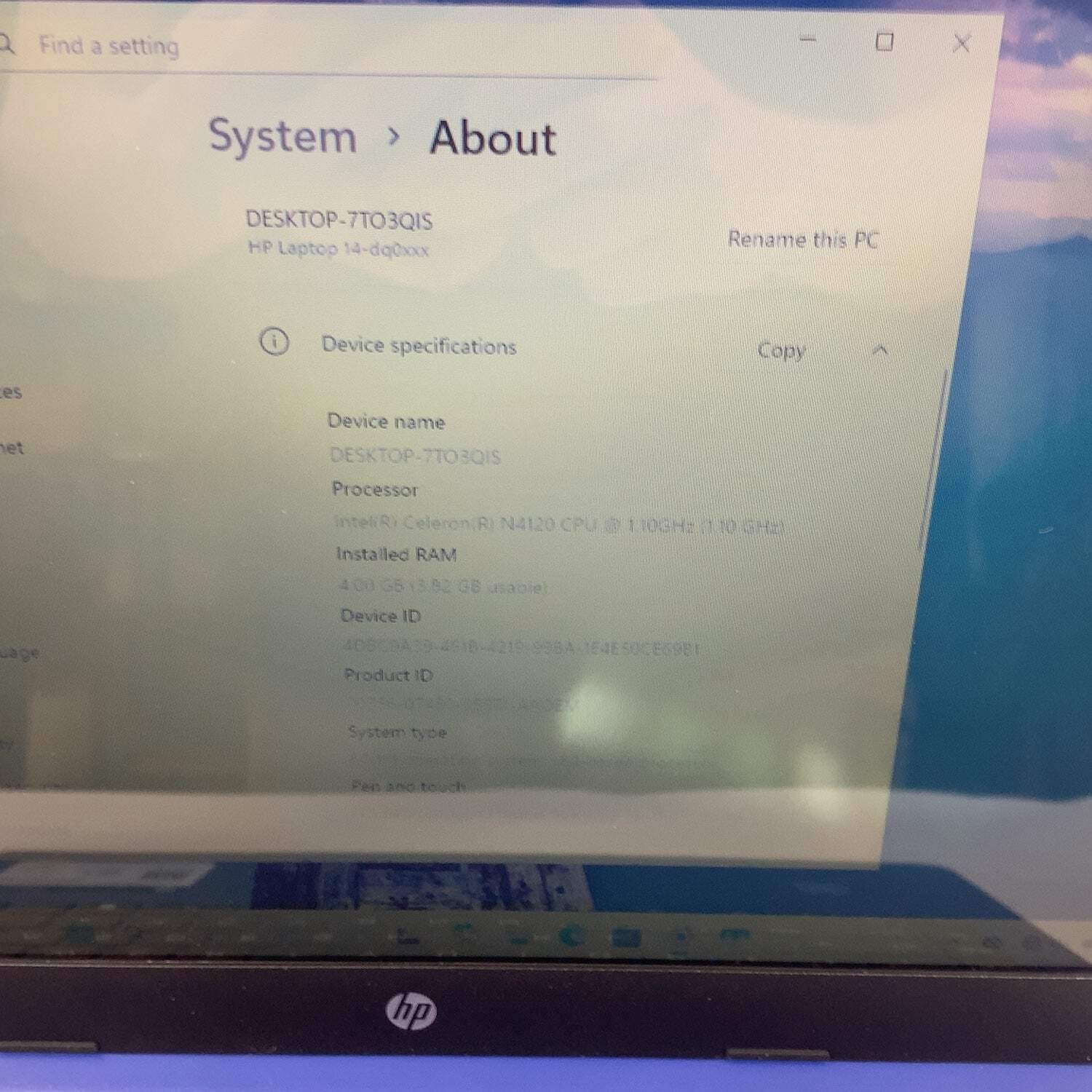 HP NoteBook 14-DQ0010NR 13.9″ Celeron N4120 1.1GHz 4GB RAM 64GB SSD