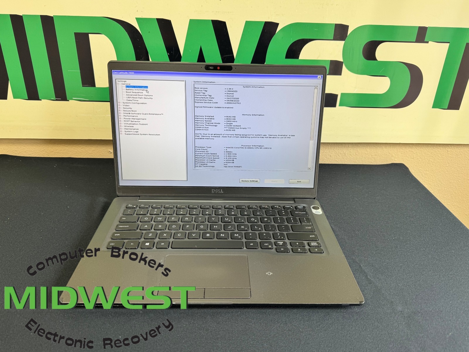 Dell Latitude 7400 i5-8365U 1.6GHz 8GB RAM (NO OS/HDD/SSD)
