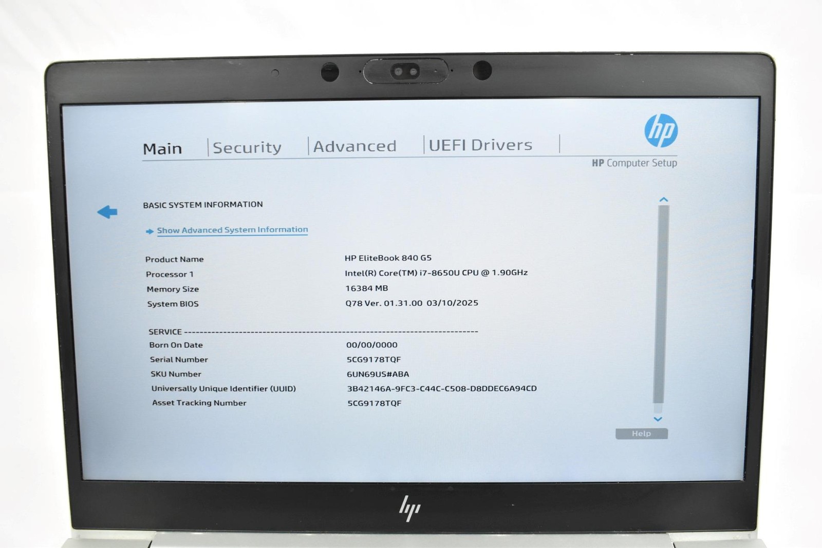 HP EliteBook 840 G5 Laptop i7-8650U 1.9GHz 16GB 256GB SSD 14″ No OS *See Details