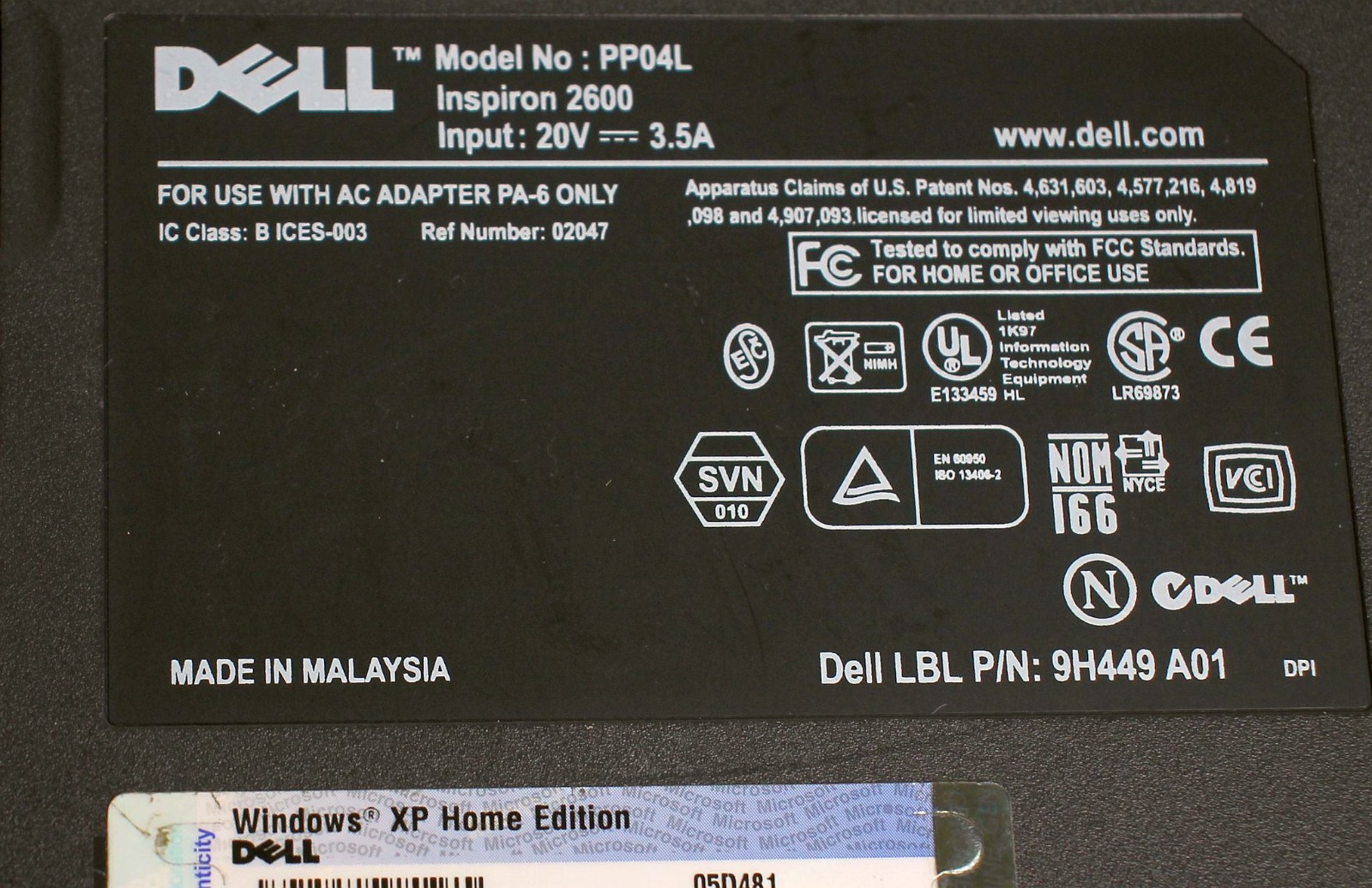 VTG DELL INSPIRON 2600 ~ Celeron/ 14″/512MB RAM/20GB HD/WIN XP ~ TECH SERVICED