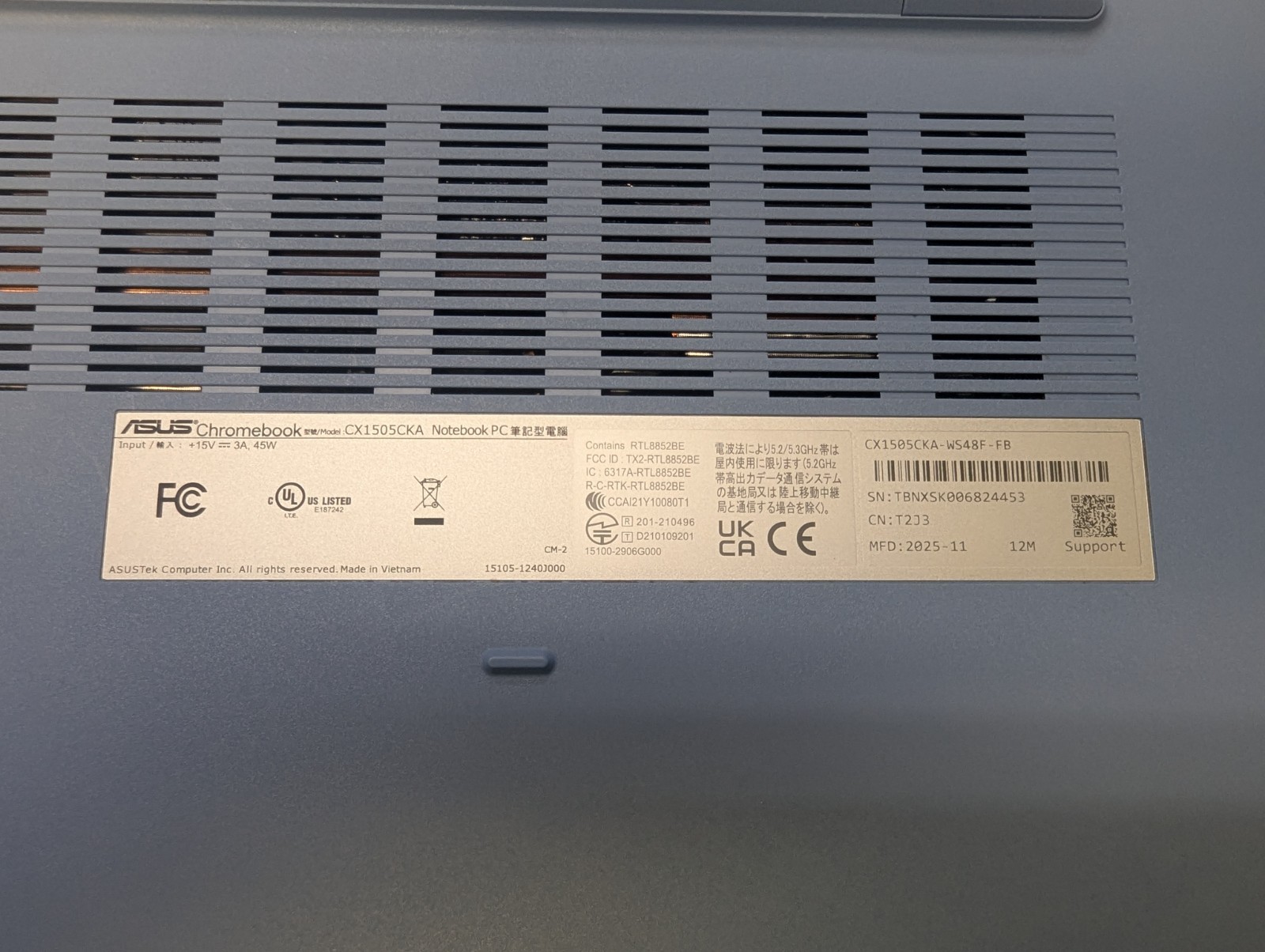 ASUS CHROMEBOOK CX1505CKA (P07014293)