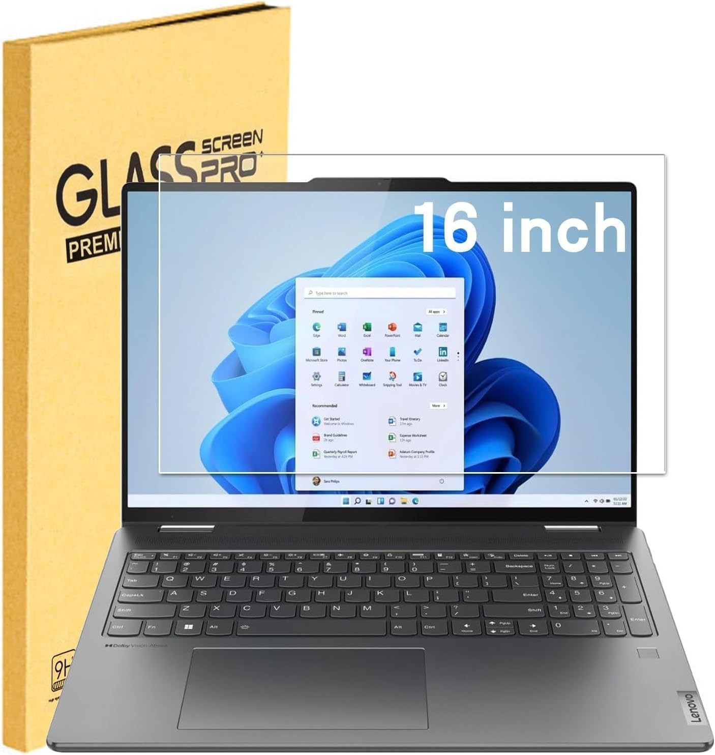 Tempered Glass Screen Protector for Lenovo ideapad 5/5i Pro 16 & Slim 3/5/7 16
