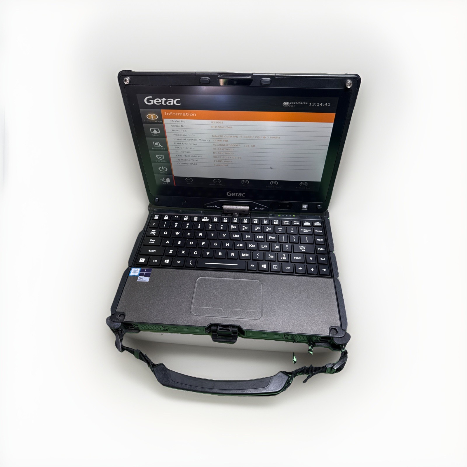 Getac V110 G3 Toughbook Tablet i7-6500U 2.50GHz 128GB SSD 12 GB Ram – 2 battery