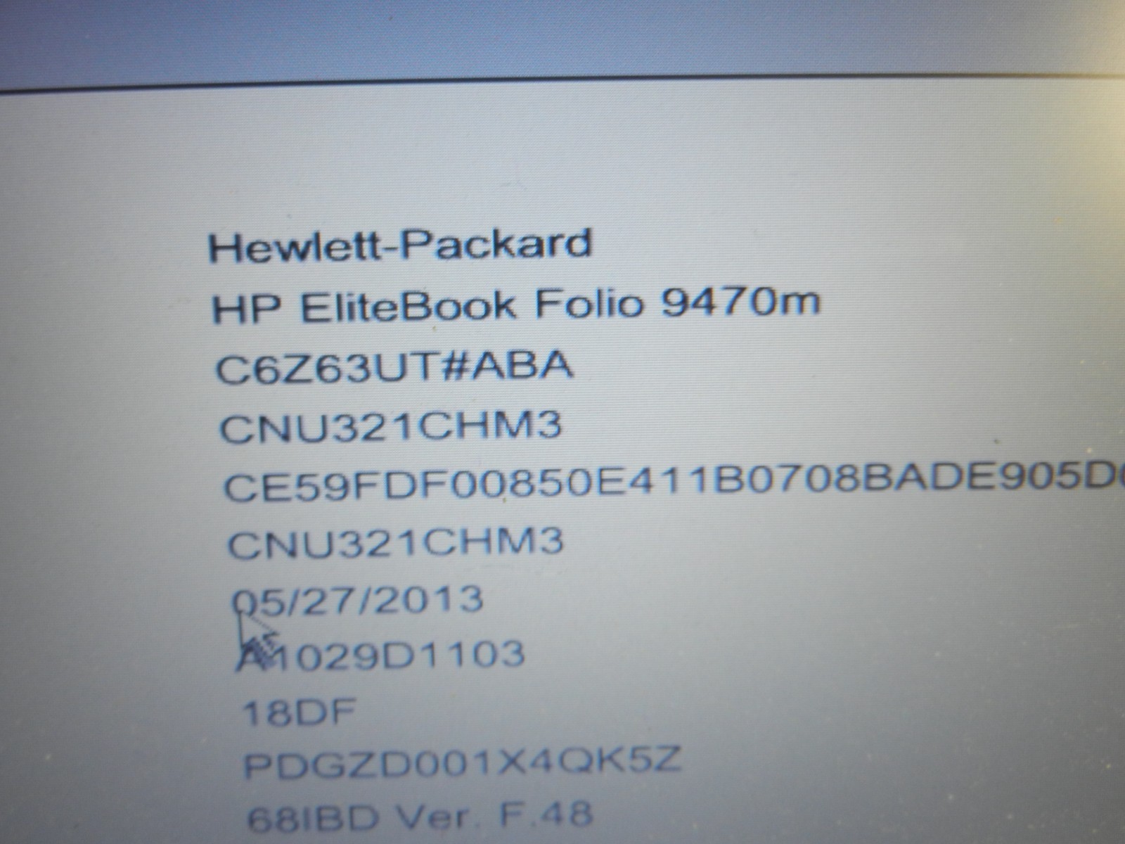 HP EliteBook Folio 9470m Intel Core i5-3427U @ 1.80GHz / 4GB / NO HDD
