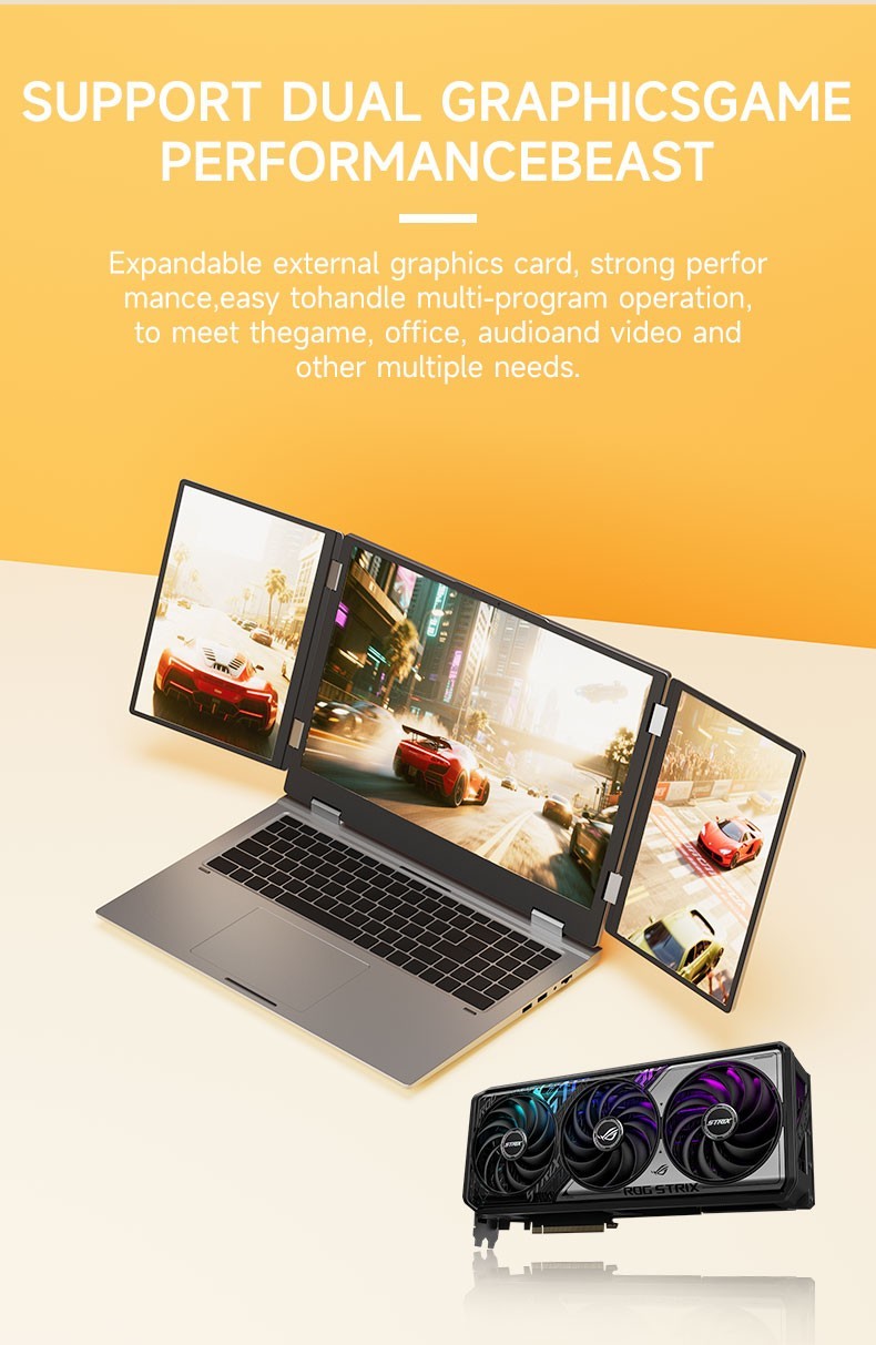 Face recogniti 16 inch 3 Scree Foldable i7 Laptop 32G RAM 1TB SSD Win11 Computer