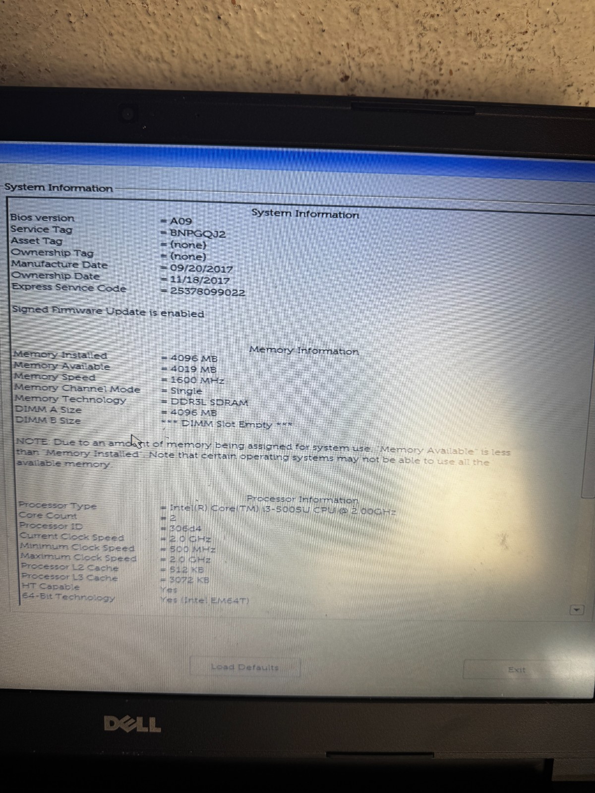 Dell Latitude 3560 Intel Core i3-5005U Laptop for Parts/Repair #6388