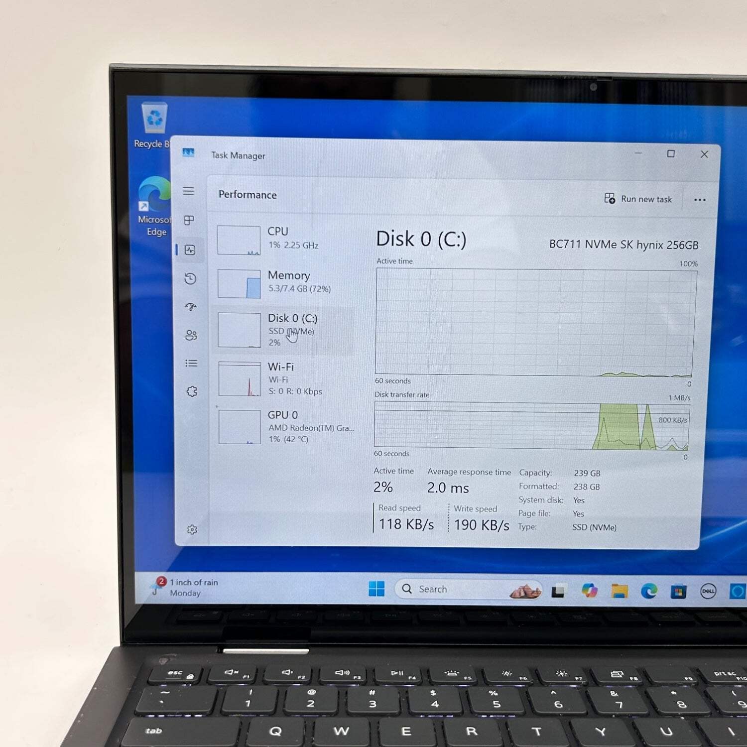 Broken Dell Inspiron 7415 2-IN-1 Ryzen 5 5500U 8GB RAM 256GB SSD Hinge Damage