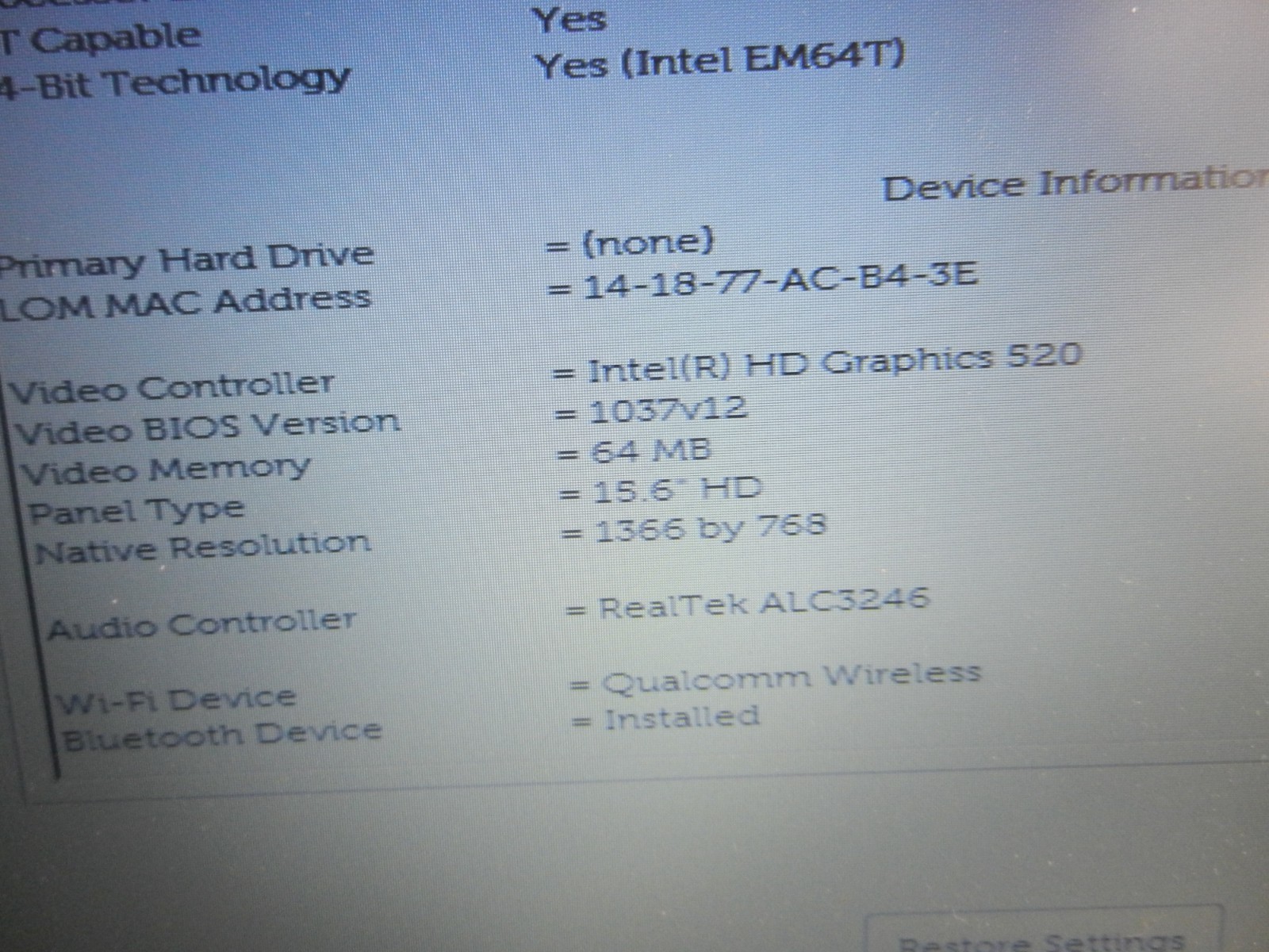 Dell Latitude 3570 Laptop Core i5-6200U @ 2.30GHZ / 8GB / NO HDD – BOOTS TO BIOS