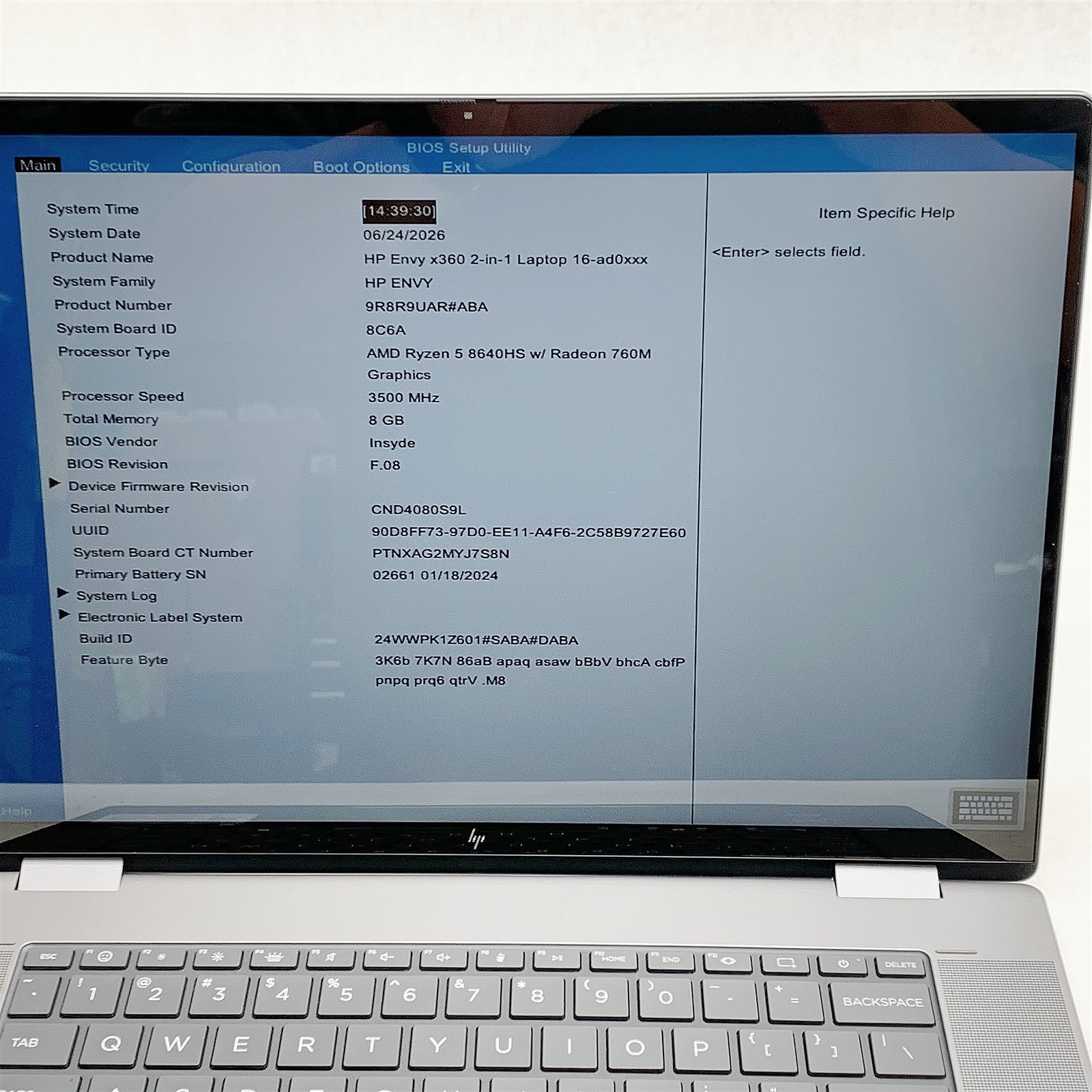 HP 16-ad0013dx Laptop AMD Ryzen 8640HS 3.5GHZ 16″ Touch FHD+ 8GB 1TB NVMe Win 11