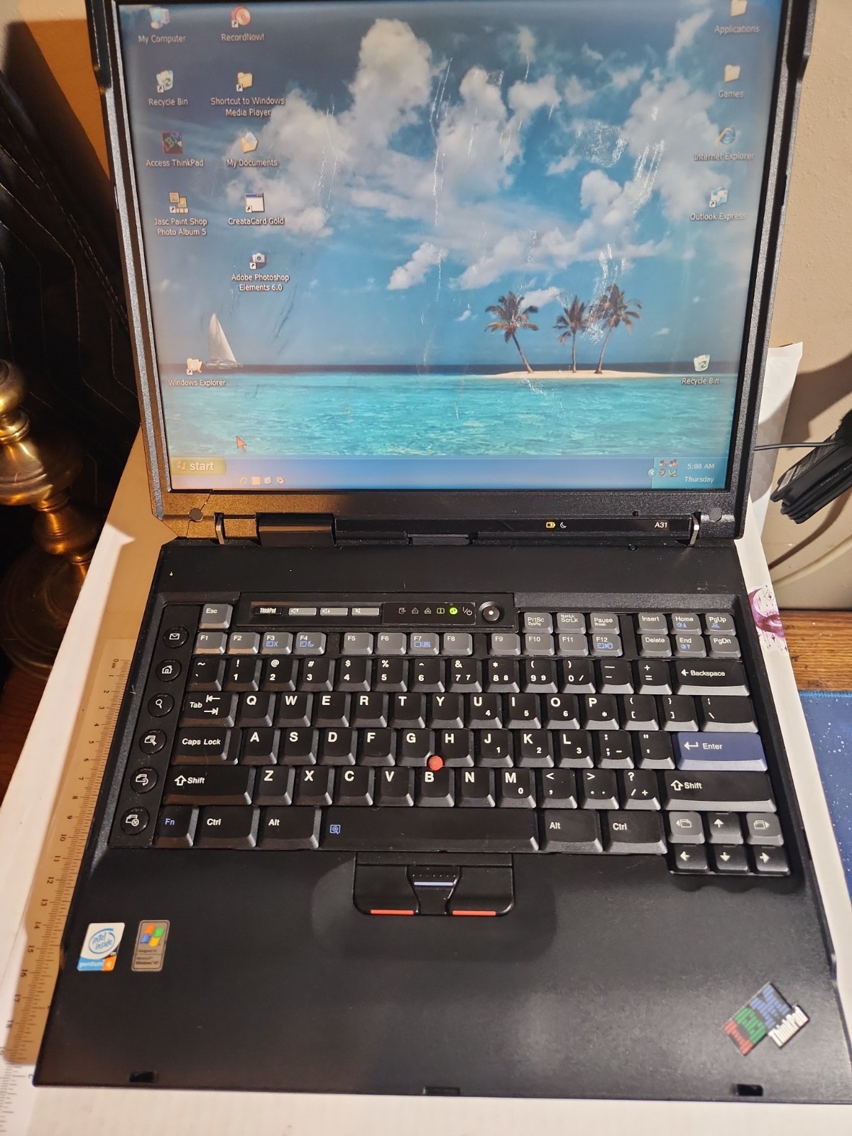 FUNCTIONING IBM ThinkPad A31 2.0ghz Pentium 4M 35 GB HDD DVD CD RAM Laptop XP