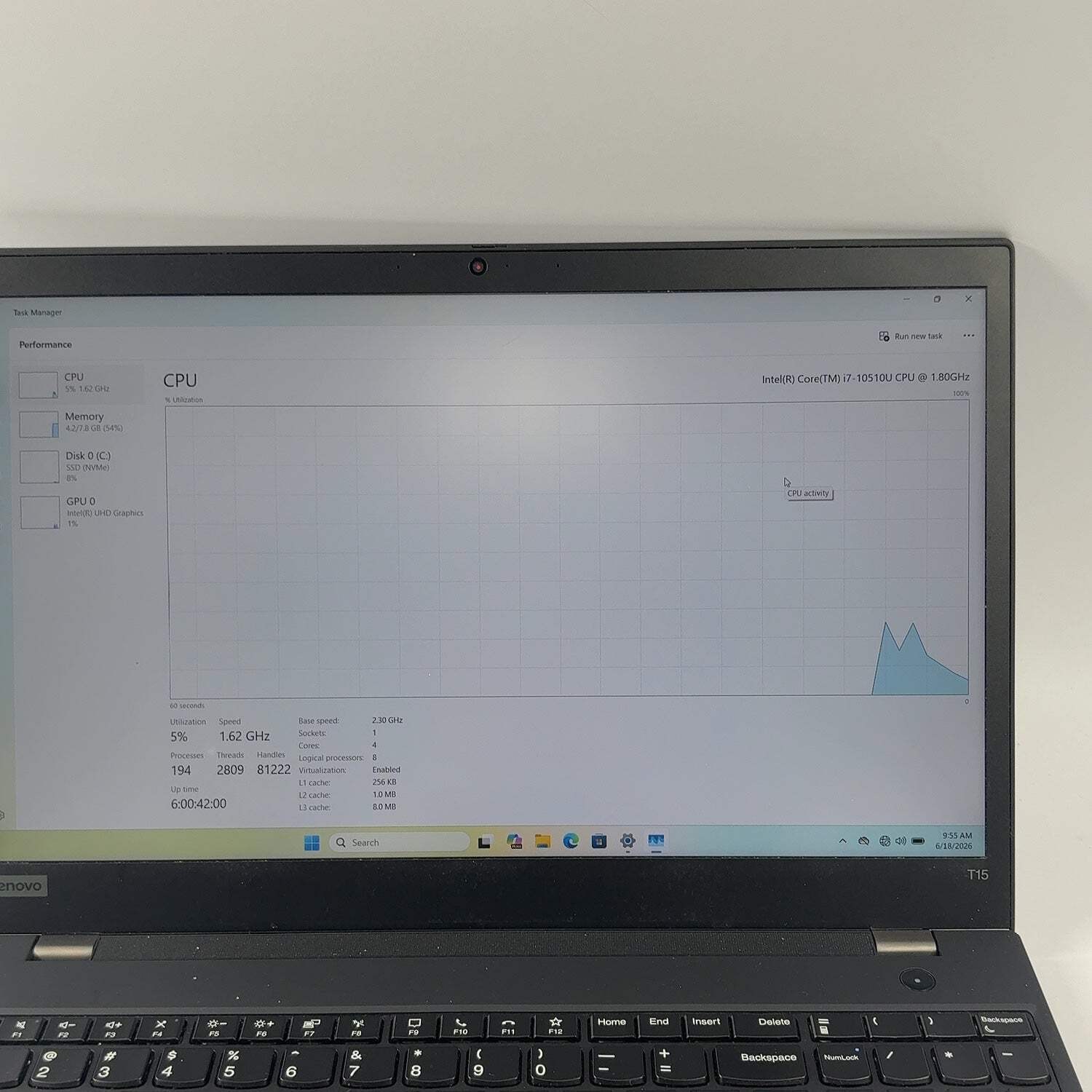 Lenovo ThinkPad T15 Gen 1 16IAH7 15.6″ i7-10510U 2.3GHz 8GB RAM 512GB SSD