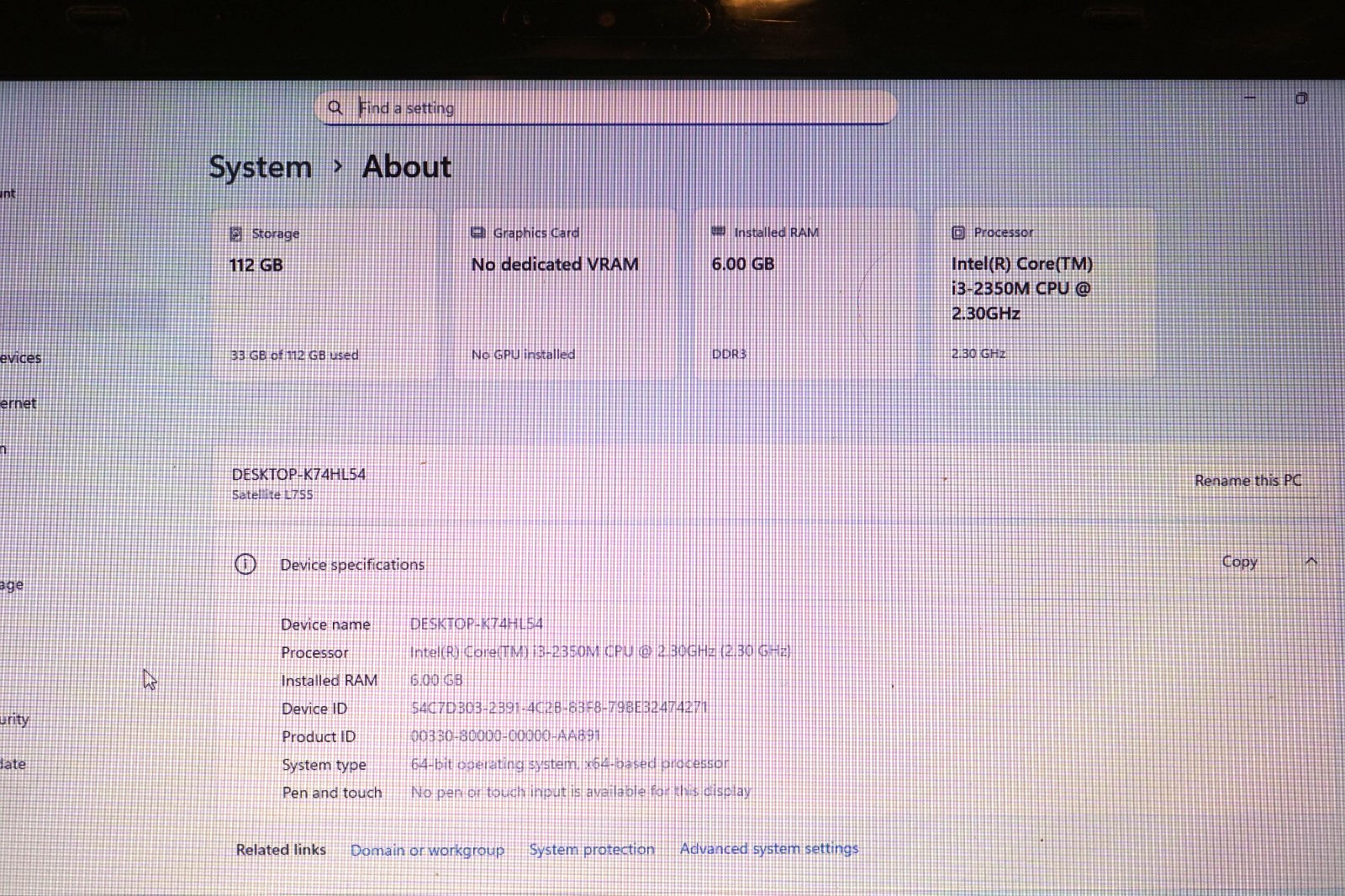 Active 25H2 WIN11 PRO Toshiba L755-S5112 Gen2 i3@ 2.30GHz,6GB RAM,120GB SSD
