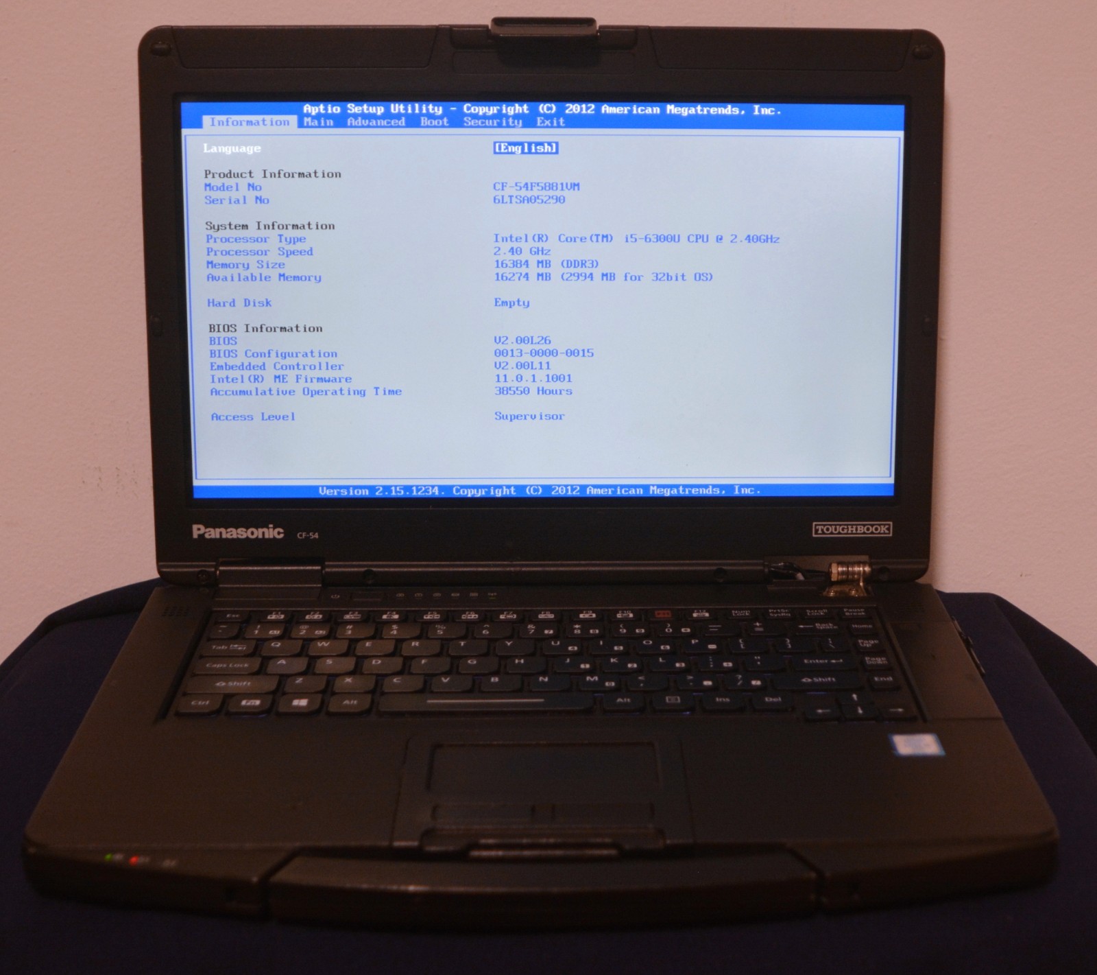 Panasonic Toughbook CF-54 Intel i5-6300U 16GB Ram No HD NO AC READ DISC.