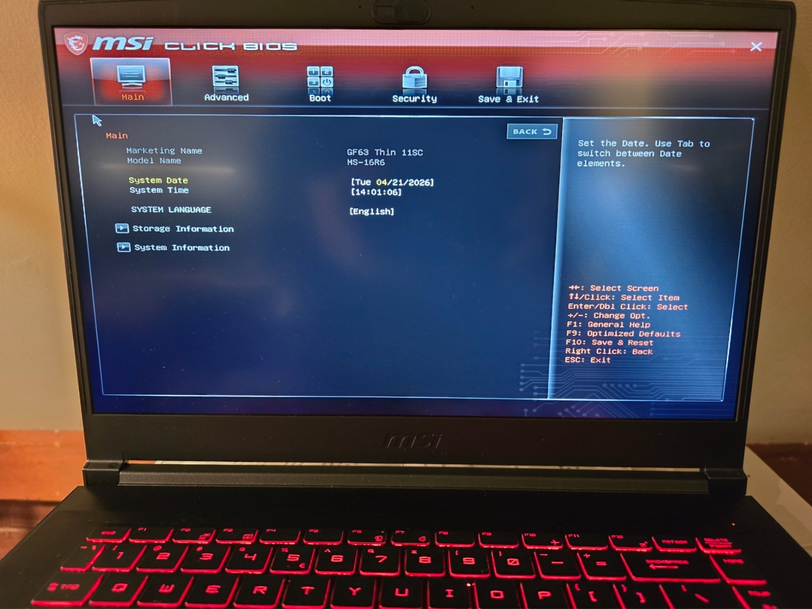 MSI GF63 Thin 11SC Laptop Core I5 11400H, 8GB RAM, 256GB SSD, Windows 11 Home