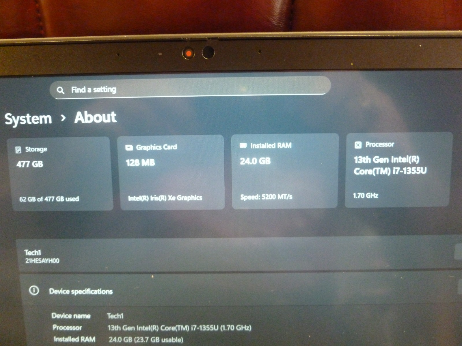 Lenovo Thinkpad Intel Core I7-1355U 500GB 24GB RAM