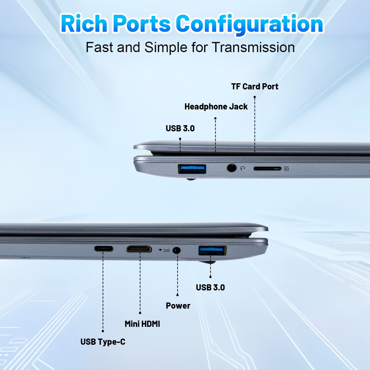 15.6 inch Laptop 16GB+512GB Windows 11 Computers Support WiFi/Bluetooth Gray