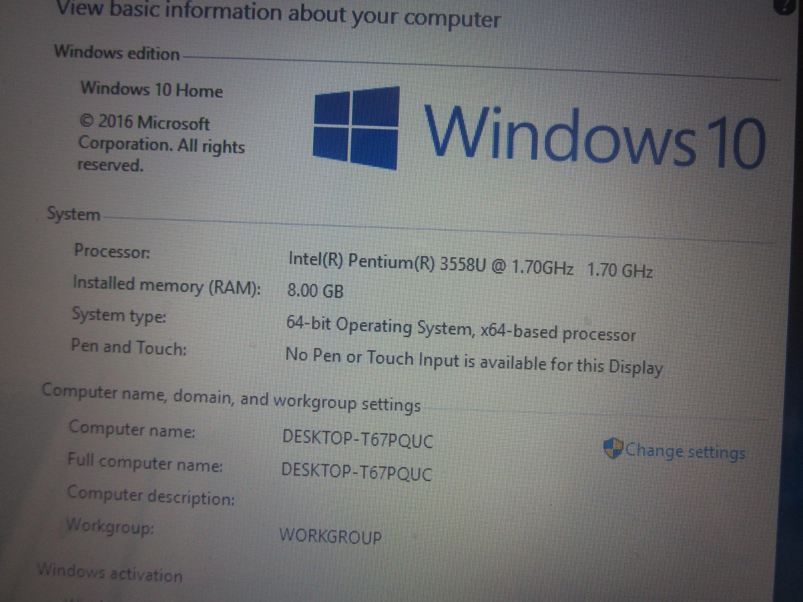 DELL INSPIRON 15 3542 LAPTOP 8GBRAM 500GBHD SCREEN INTACT W/PwrCord – WORKS