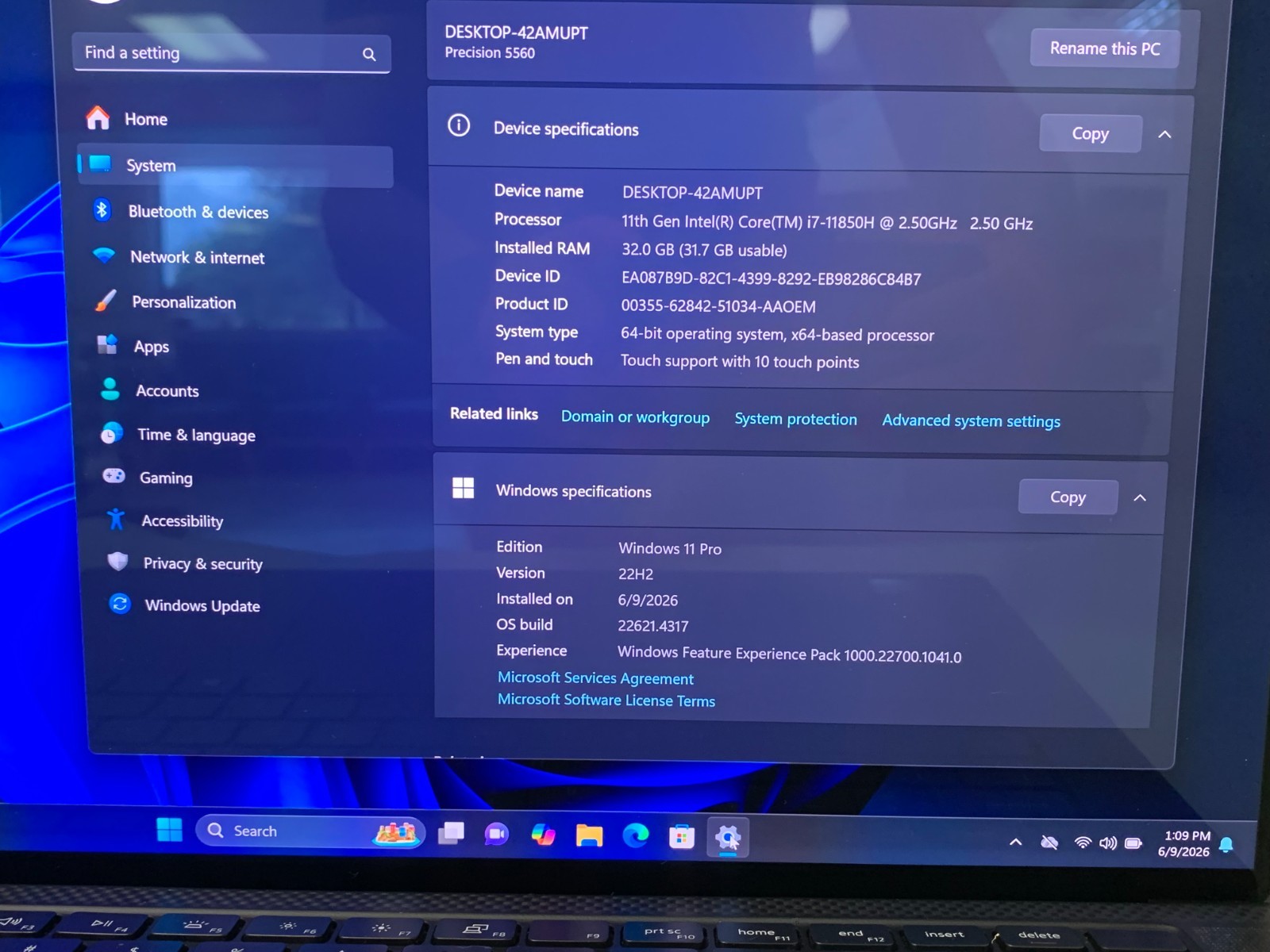 Dell Precision 5560 15.6″ UHD+ Touch i7-11850H 32GB 512GB NVMe NVIDIA T1200