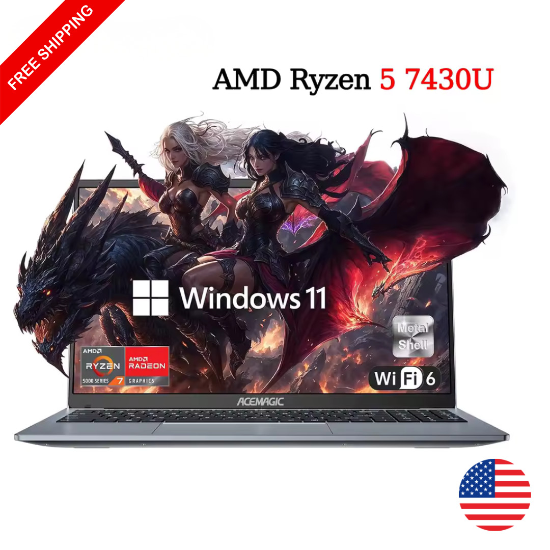 15.6″ FHD Laptop AMD Ryzen 5 7430U 16GB RAM 512GB SSD Win11 Pro Notebook