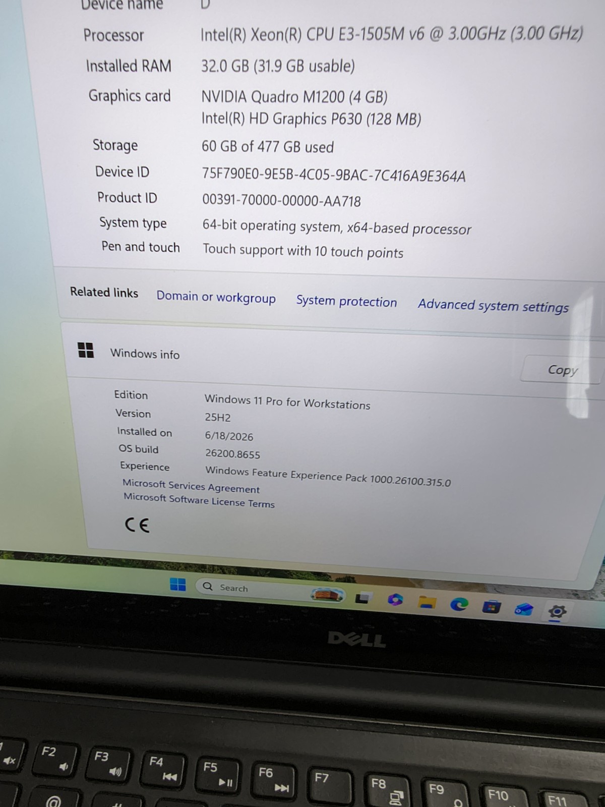 Dell Precision 5520 Workstation 15.6 TOUCH Xeon E3-1505M 32GB RAM 512GB SSD MINT