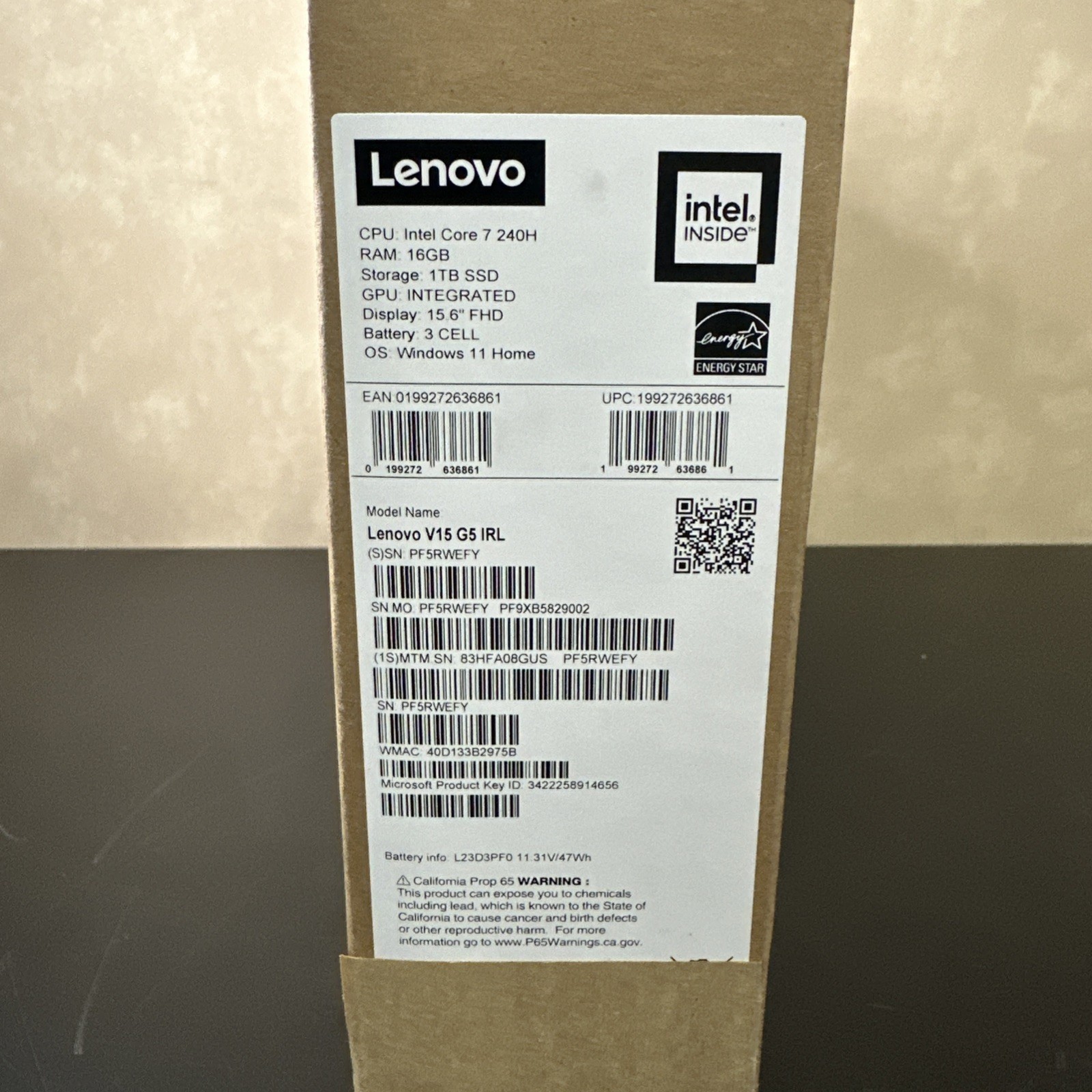 Lenovo V15 G5 Gen 5 Laptop 15.6″ Intel Core 7 240H 16GB 1TB – Black