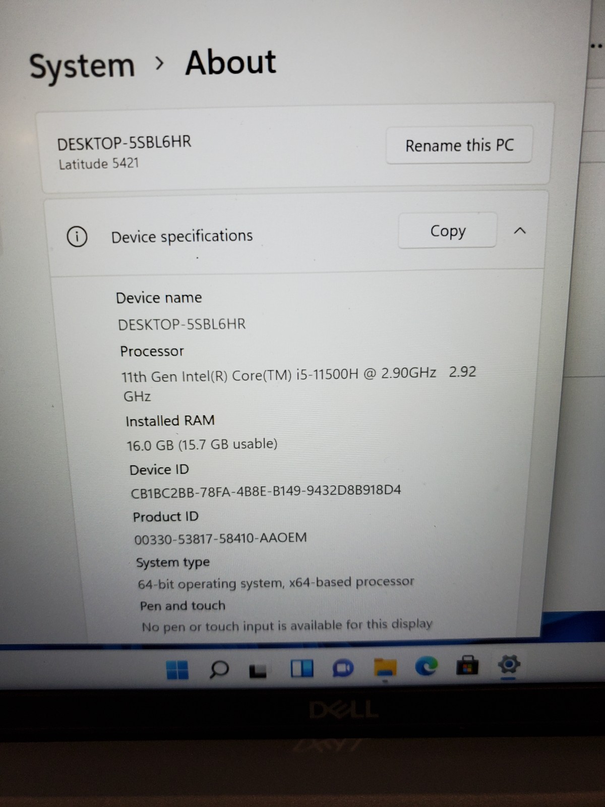 Dell Latitude 5421 14″ Laptop Core i5-11500H 16GB RAM 256GB SSD Win11 #69