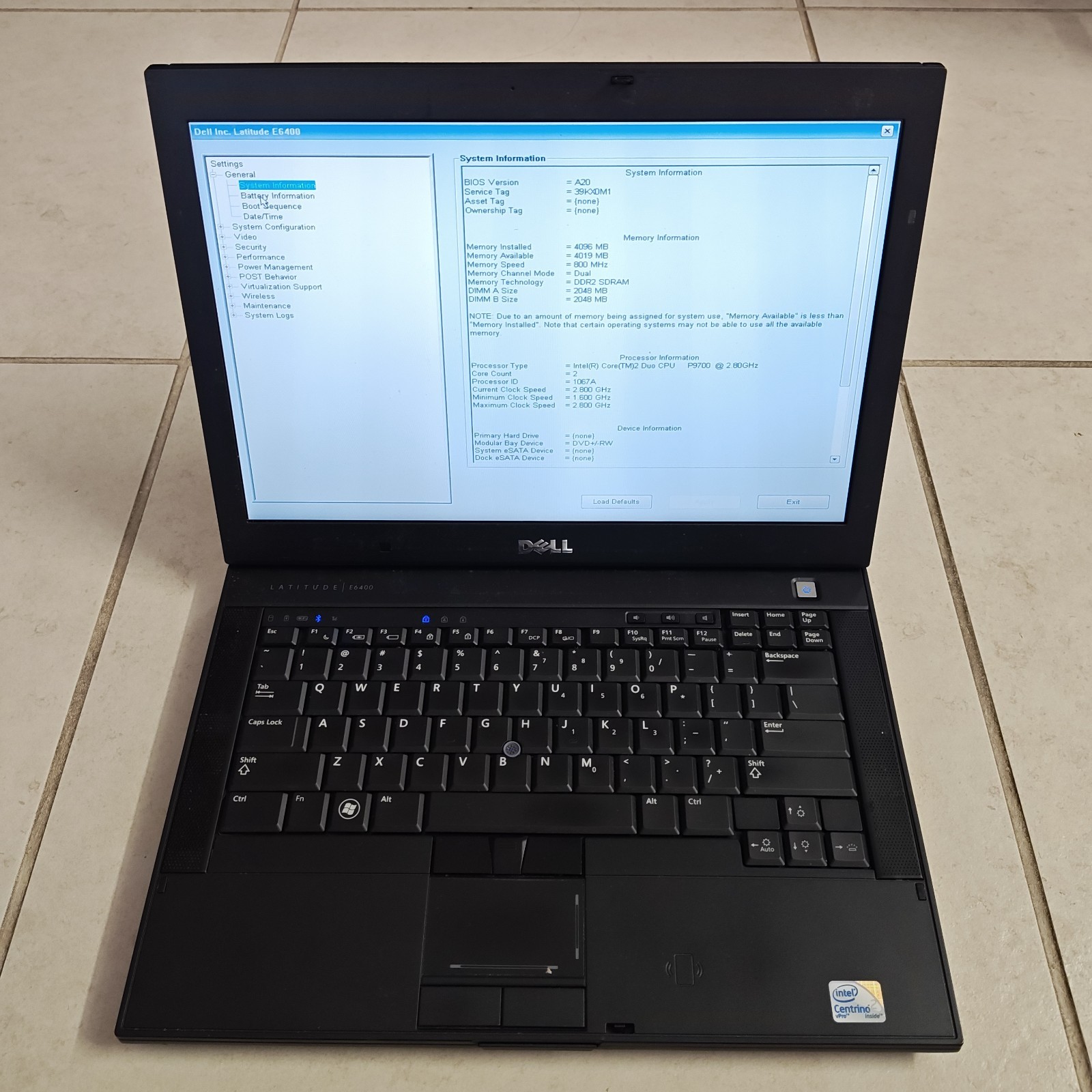 Dell Latitude E6400 14.1″ Laptop – NO HDD/4GB RAM – Intel Core2 Duo P9700 #3882