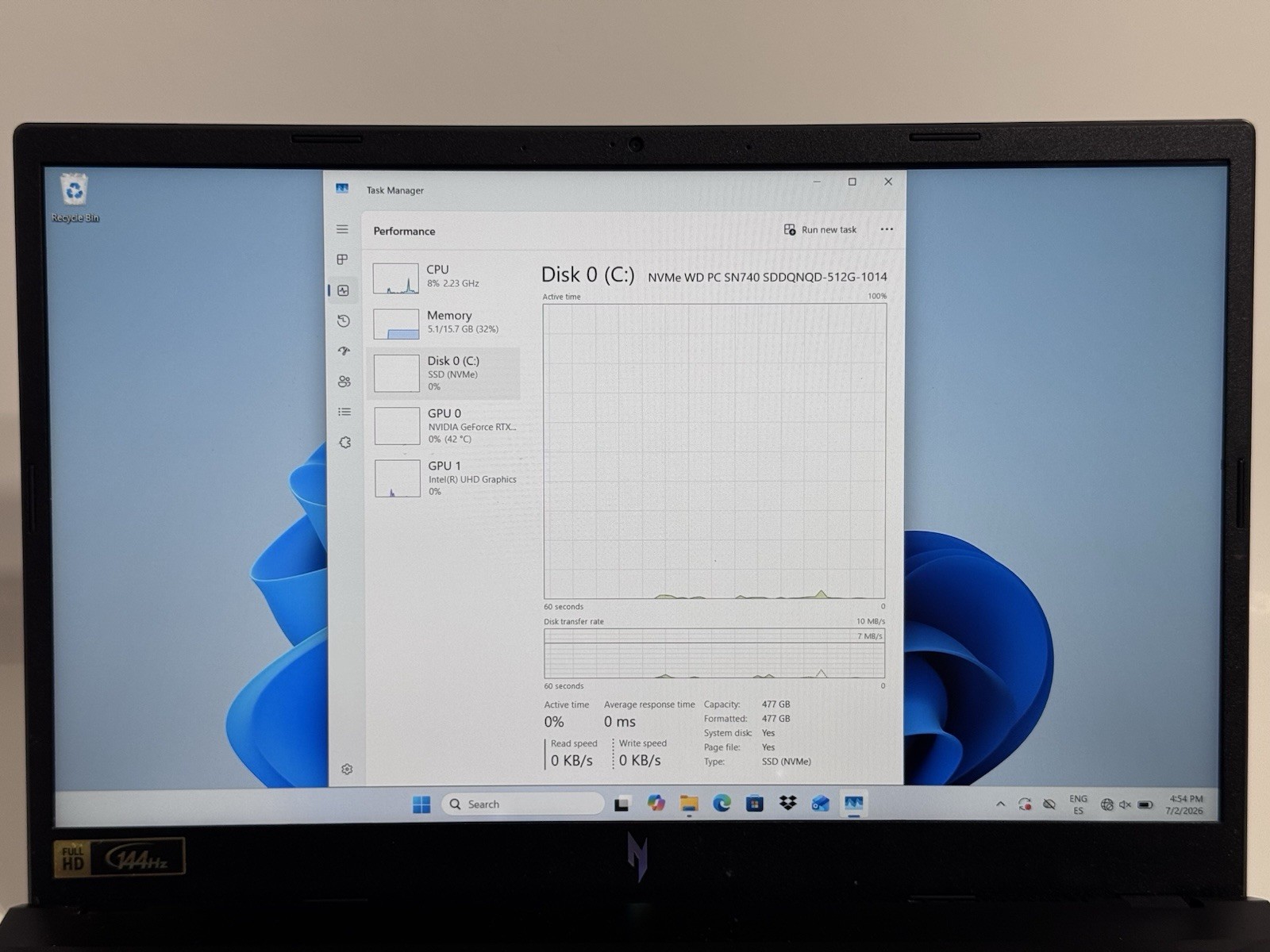 Acer Nitro V 15 165Hz FHD i5-13420H 16GB 512GB SSD RTX 4050 READ