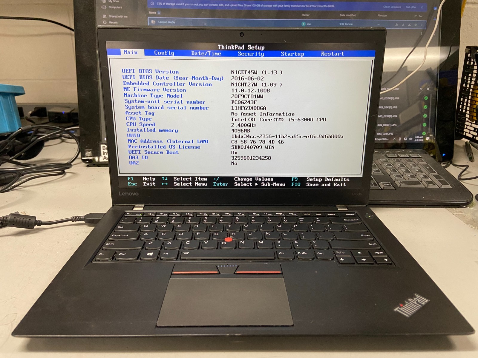 Lenovo ThinkPad T460S i5-6300U 4GB RAM *AS IS/BIOS* (NO SSD/OS/BATT) | LP513