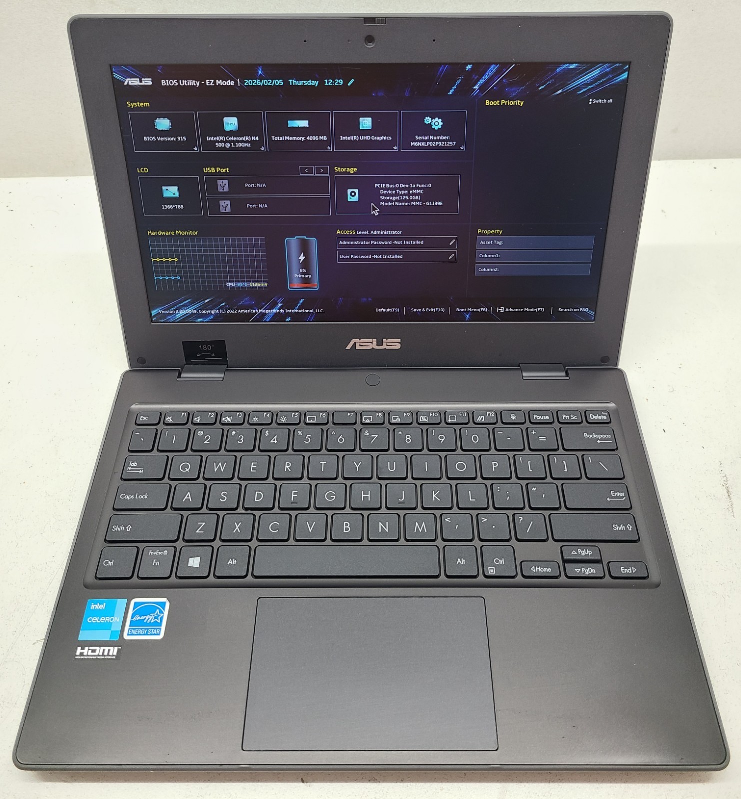 ASUS BR1100CK 11.6″ Laptop Intel N4500 4GB RAM 128GB eMMC NO OS (FL)