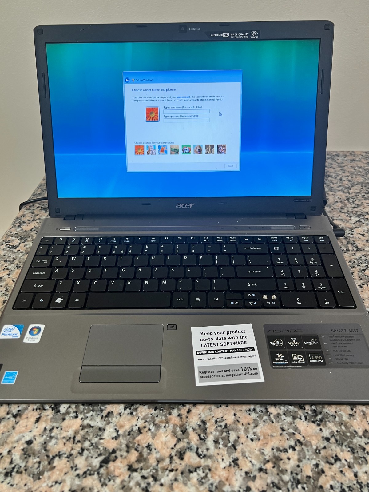 Acer Aspire 5810TZ-4657 Laptop with Intel Pentium U2700 1.30GHz 3GB