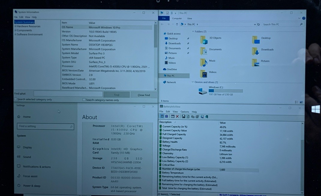 Microsoft Surface Pro 3 i5-4300U@1.9GHz, 8GB RAM, 256GB SSD, W10P