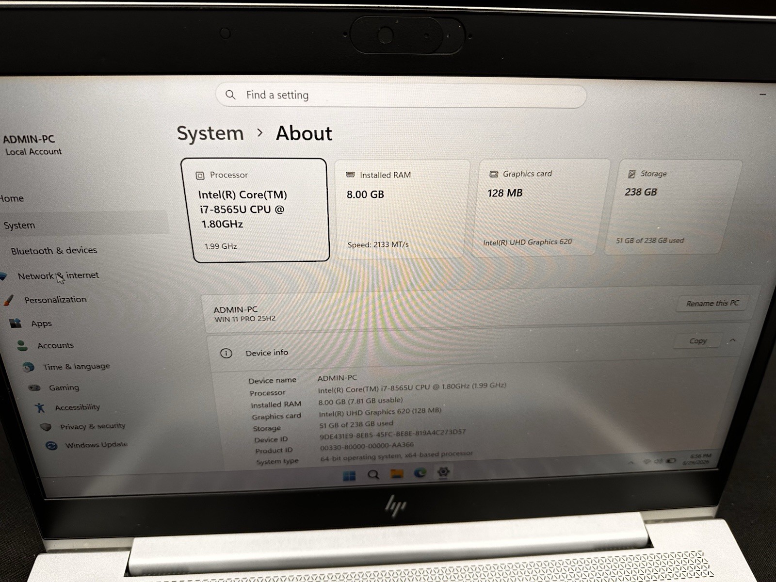 HP EliteBook 840 G6 Intel Core i7-8665U 8GB DDR4 256 GB SSDNvme.Grade B. #06