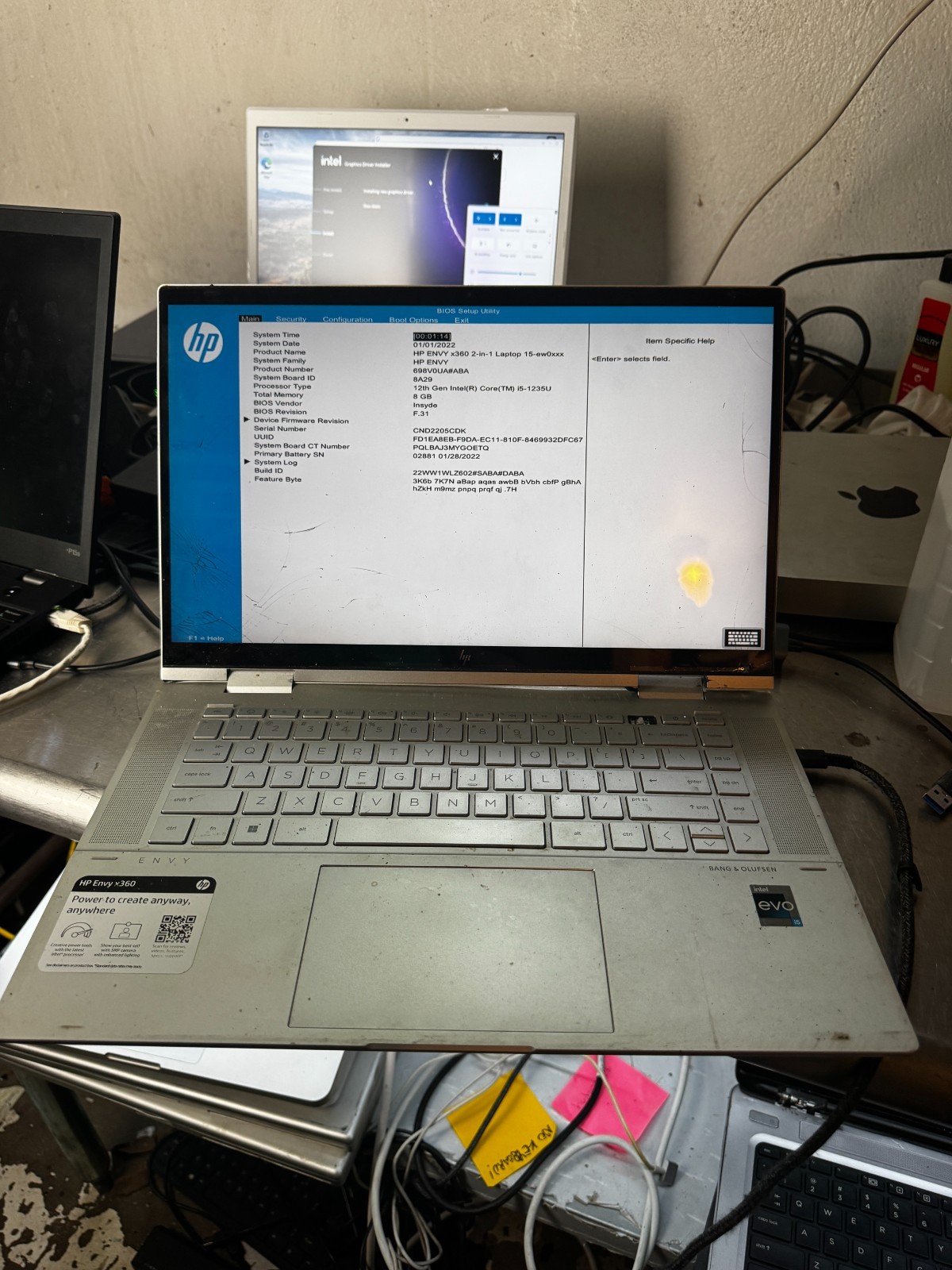 HP Envy x360 2-in-1 Core i5-1235U, 8GB RAM Laptop for Parts/Repair #5813