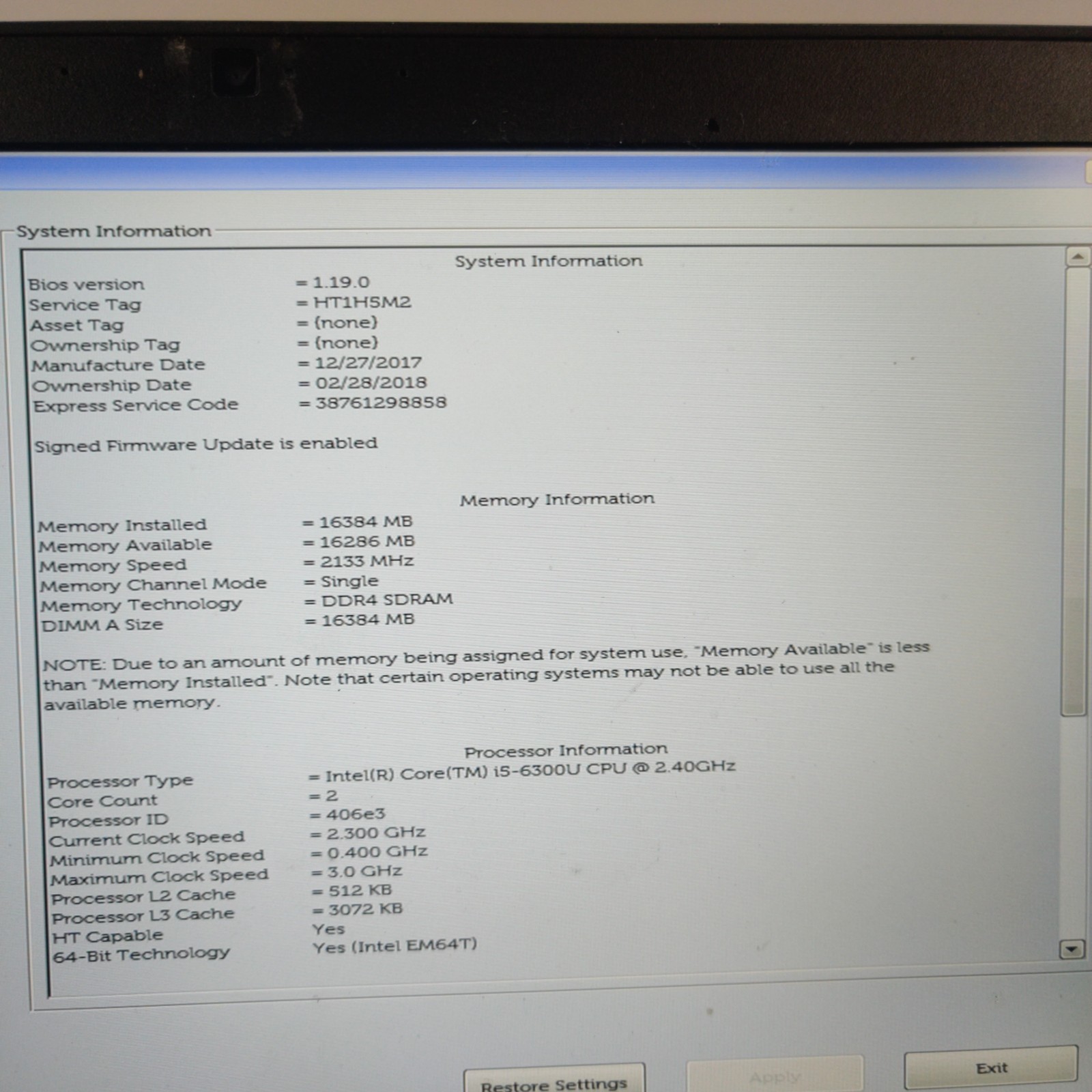 Dell Latitude 7280 Laptop i5-6300U 2.4Ghz 16GB RAM NO SSD/OS/AC ADAPTER USED