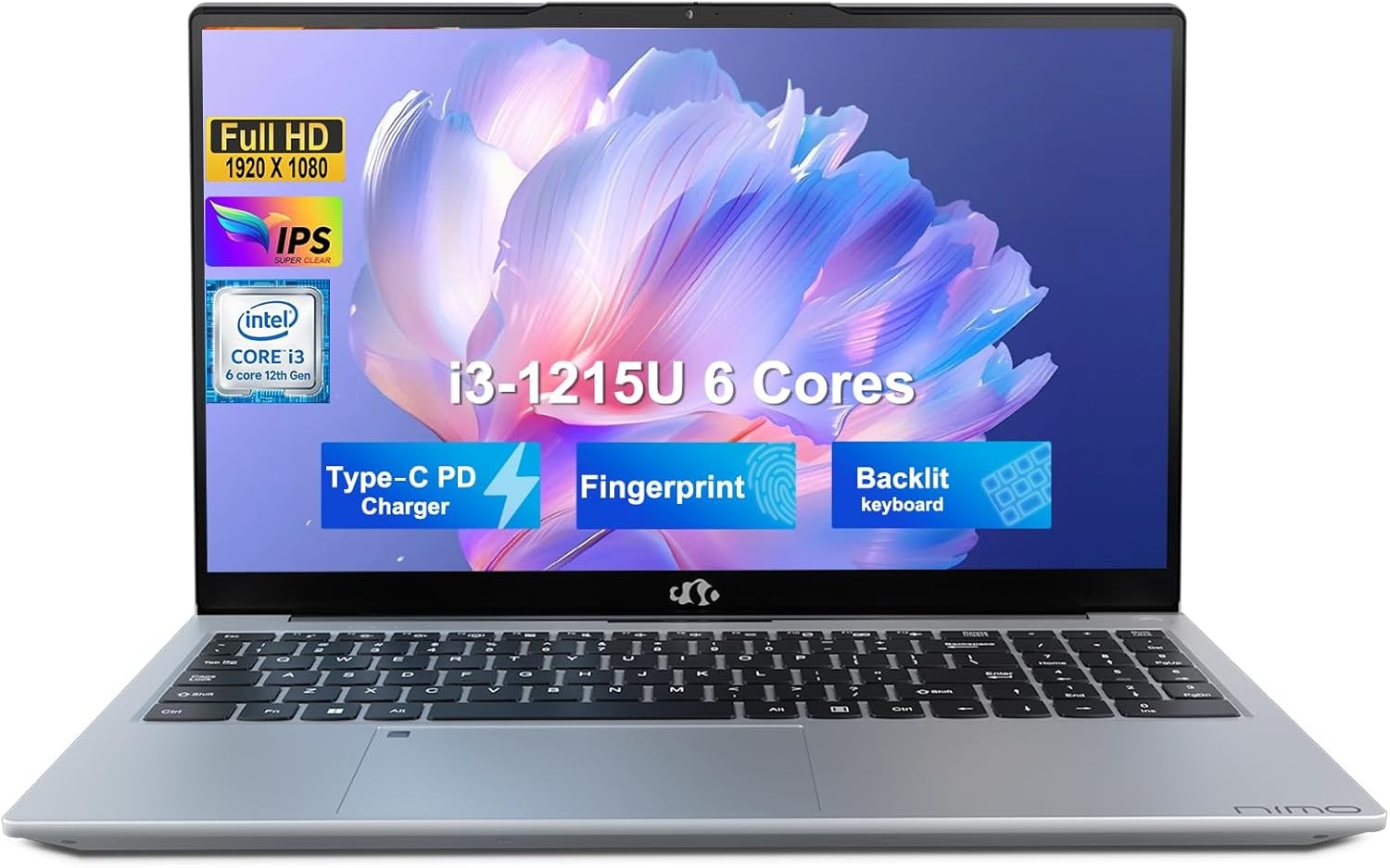 NIMO 15.6″ Student Laptop Intel 6 Cores i3-1215U 4.4GHz 8GB RAM 256GB SSD