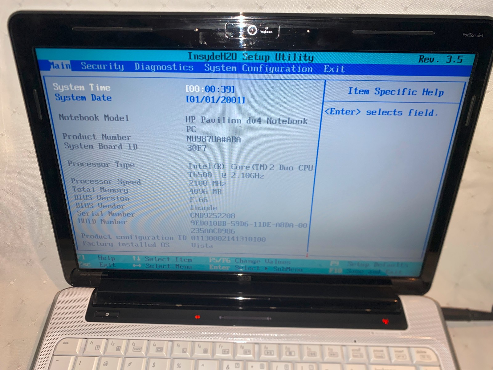 HP Pavilion Notebook DV4-1435dx, Core 2 Duo T6500, 4GB RAM, 120GB SSD