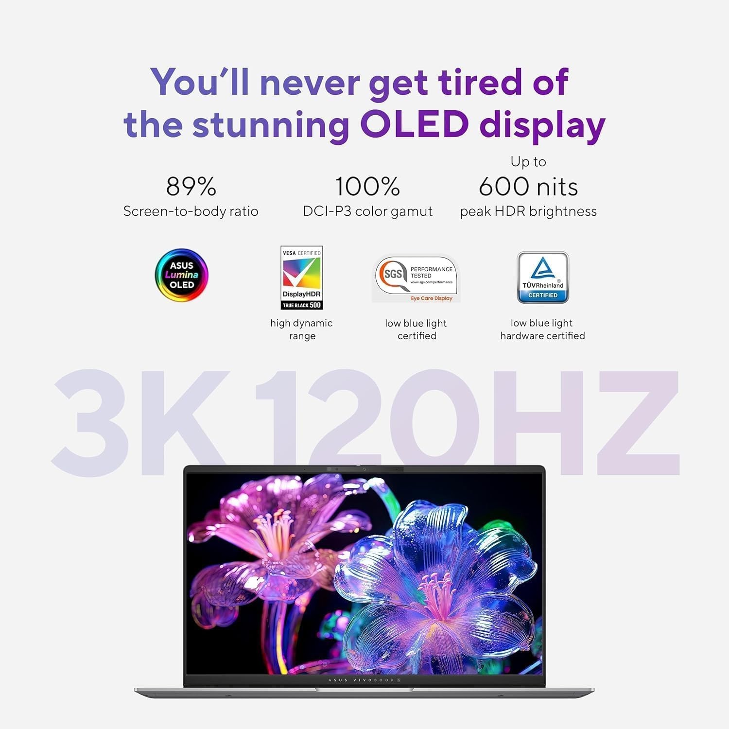 ASUS Vivobook S15 15.6″ Laptop 3k OLED 120Hz Ultra 7-155H 16GB 1TB SSD Mist Blue