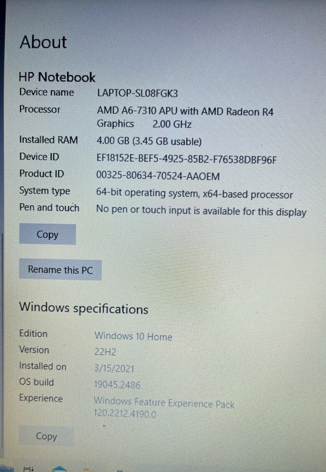 Hp Laptop Notebook