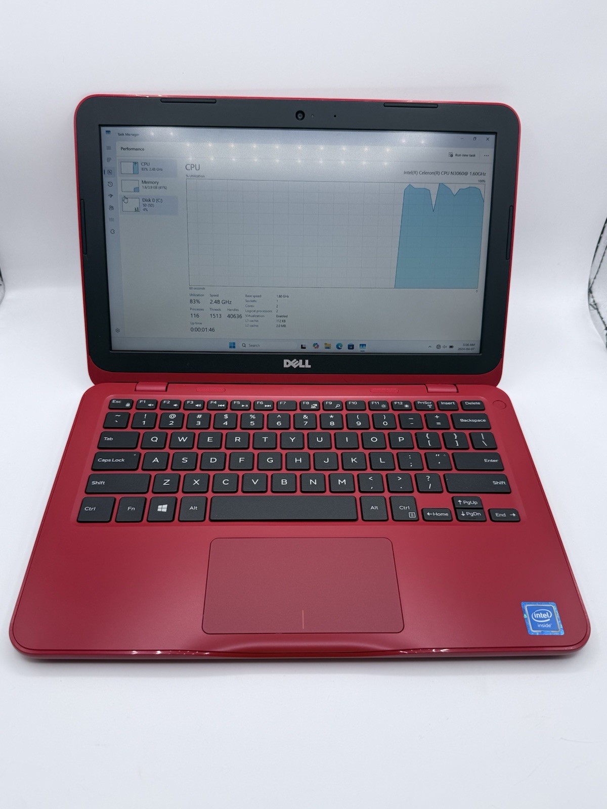 dell inspiron 11 P24t Laptop Intel Celeron N3060@1.60 GHz 4GB Ram 32gb Storage