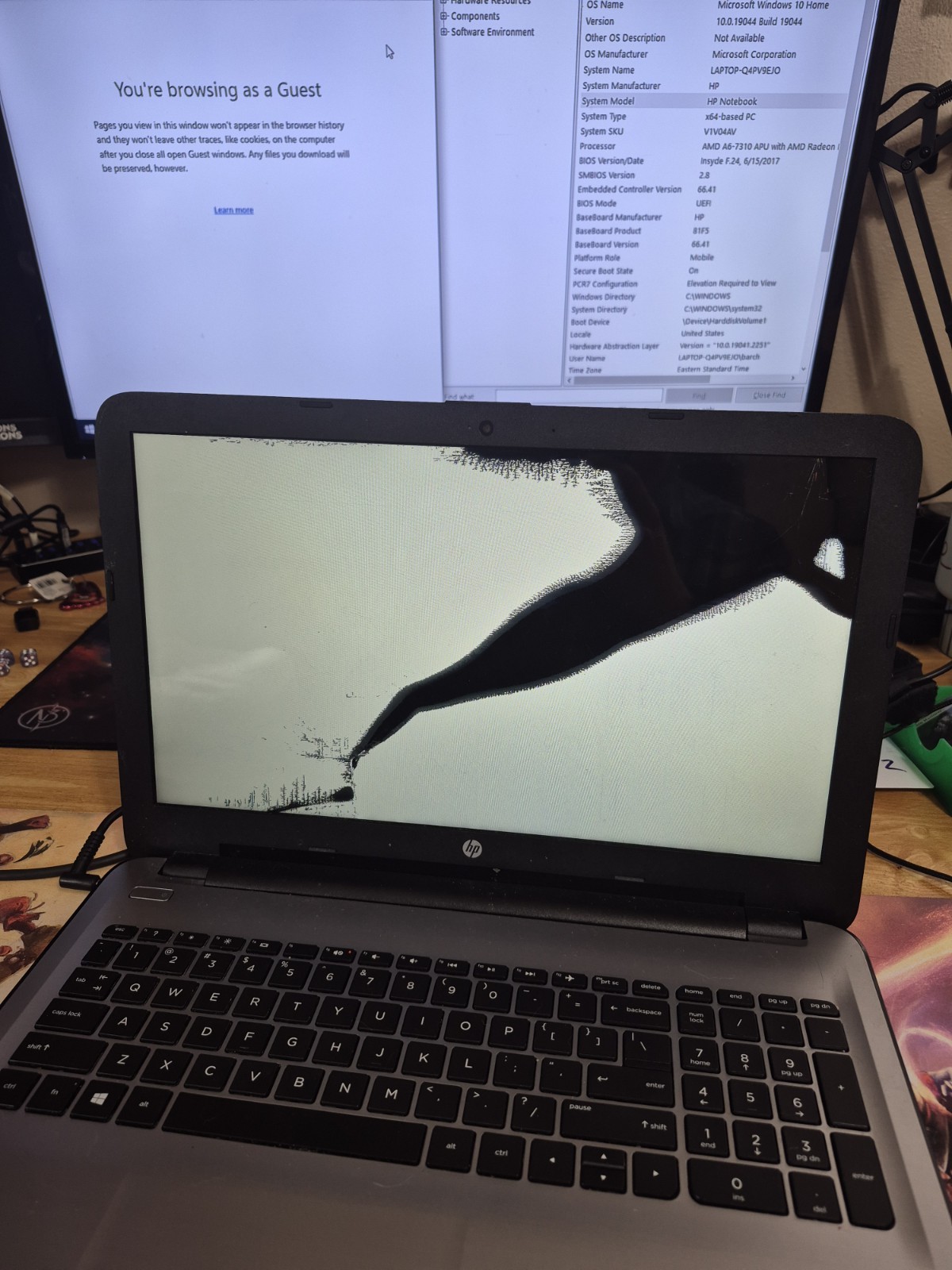 HP 15Z-DB000 Laptop – 15.6″, Broken Screen, Still Works, Charger Inc, For Parts