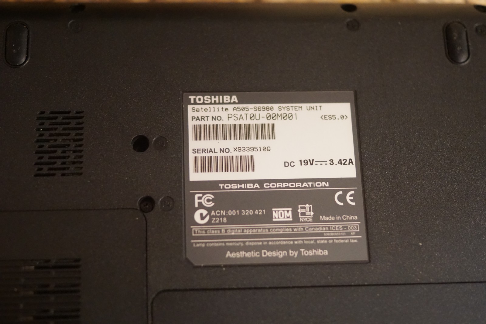 Active 22H2 WIN10 PRO Toshiba A505-S6980 T6600@2.20GHz,4GB RAM,500GB HDD