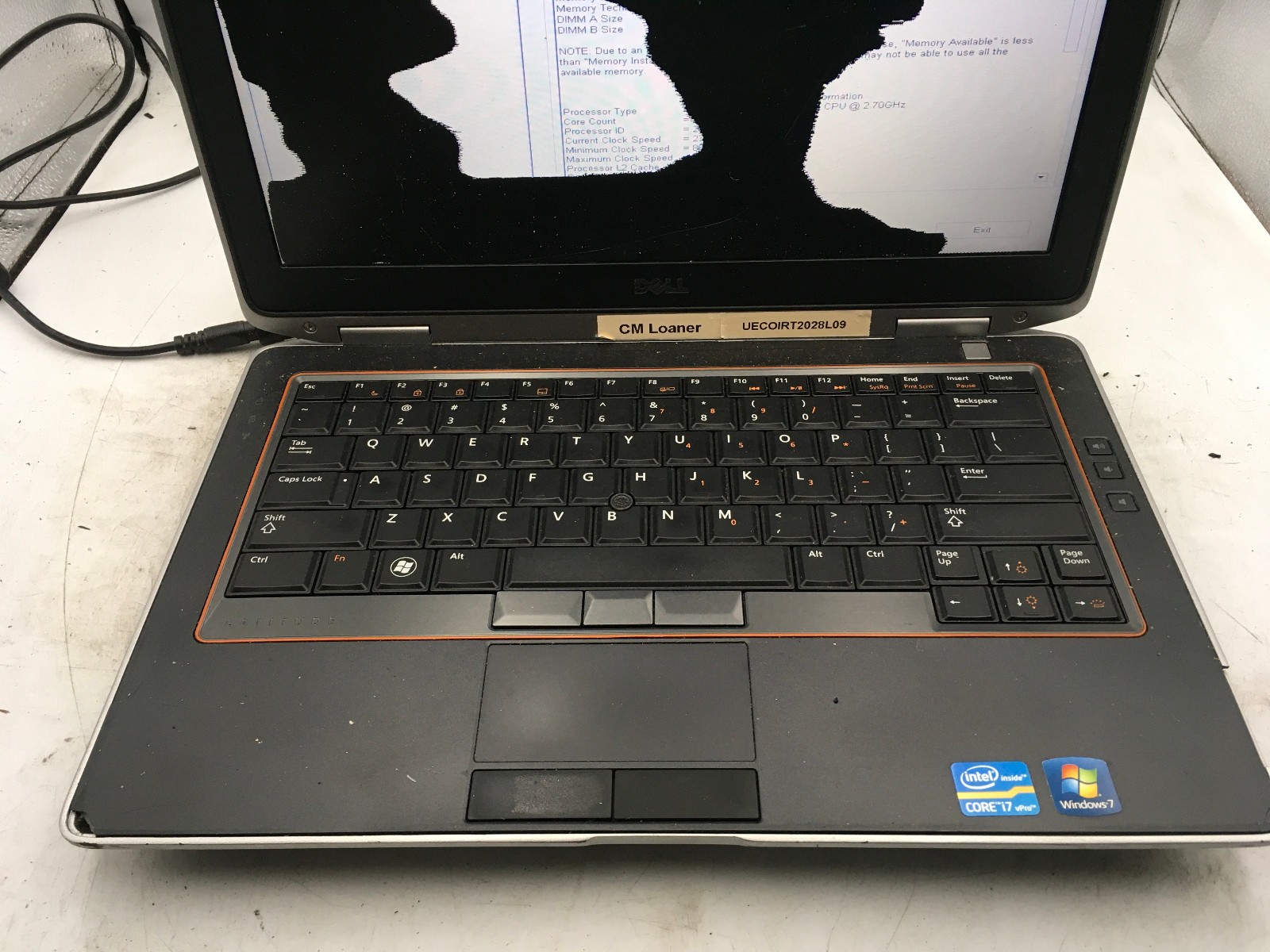 DELL LATITUDE E6320 – BOOTS TO BIOS/BAD LCD – INTEL I3 2ND GEN – NO RAM -READ-BB