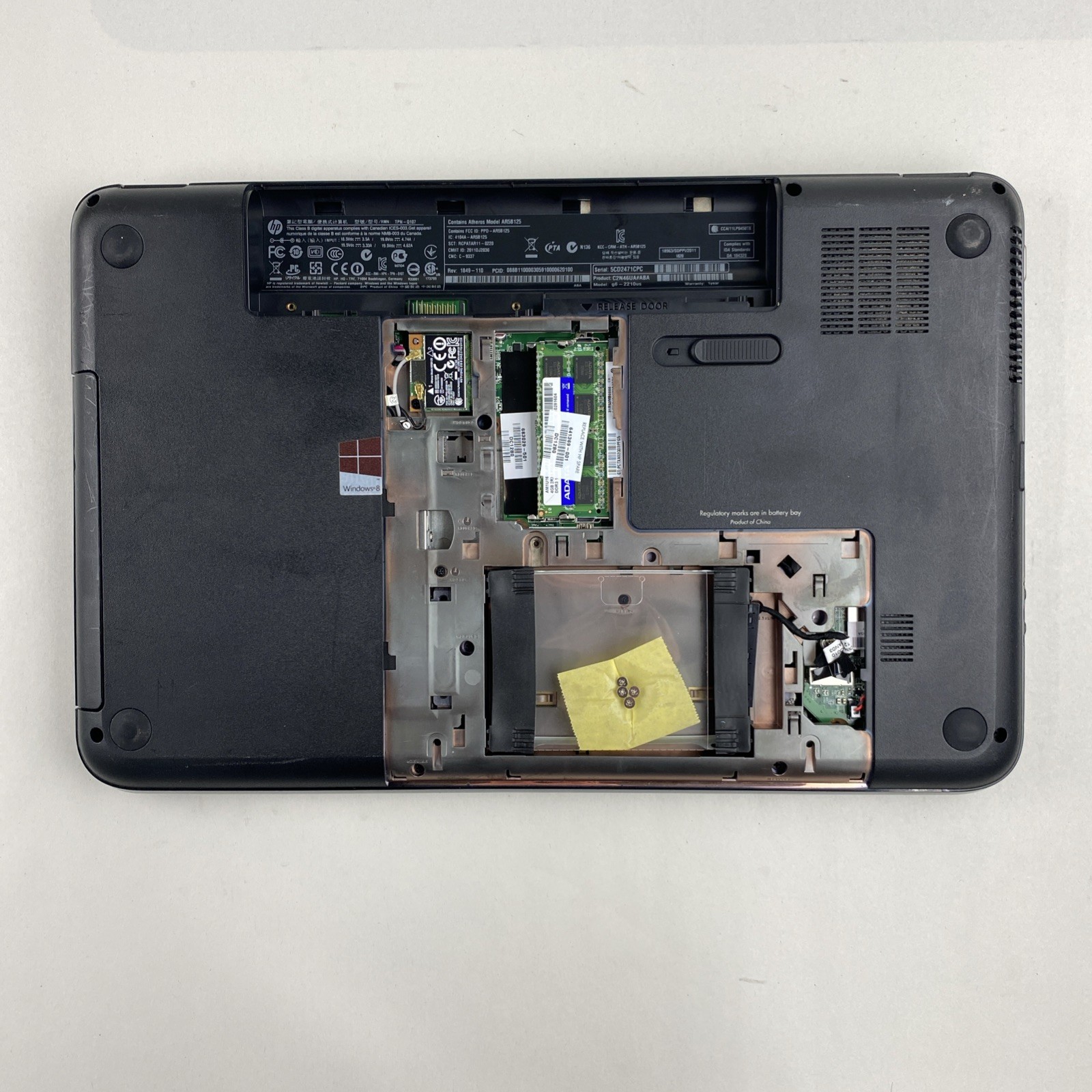 HP Pavilion g6 AMD A4-4300M 2.50GHz 4GB RAM 15.6″ No Battery No HDD No OS