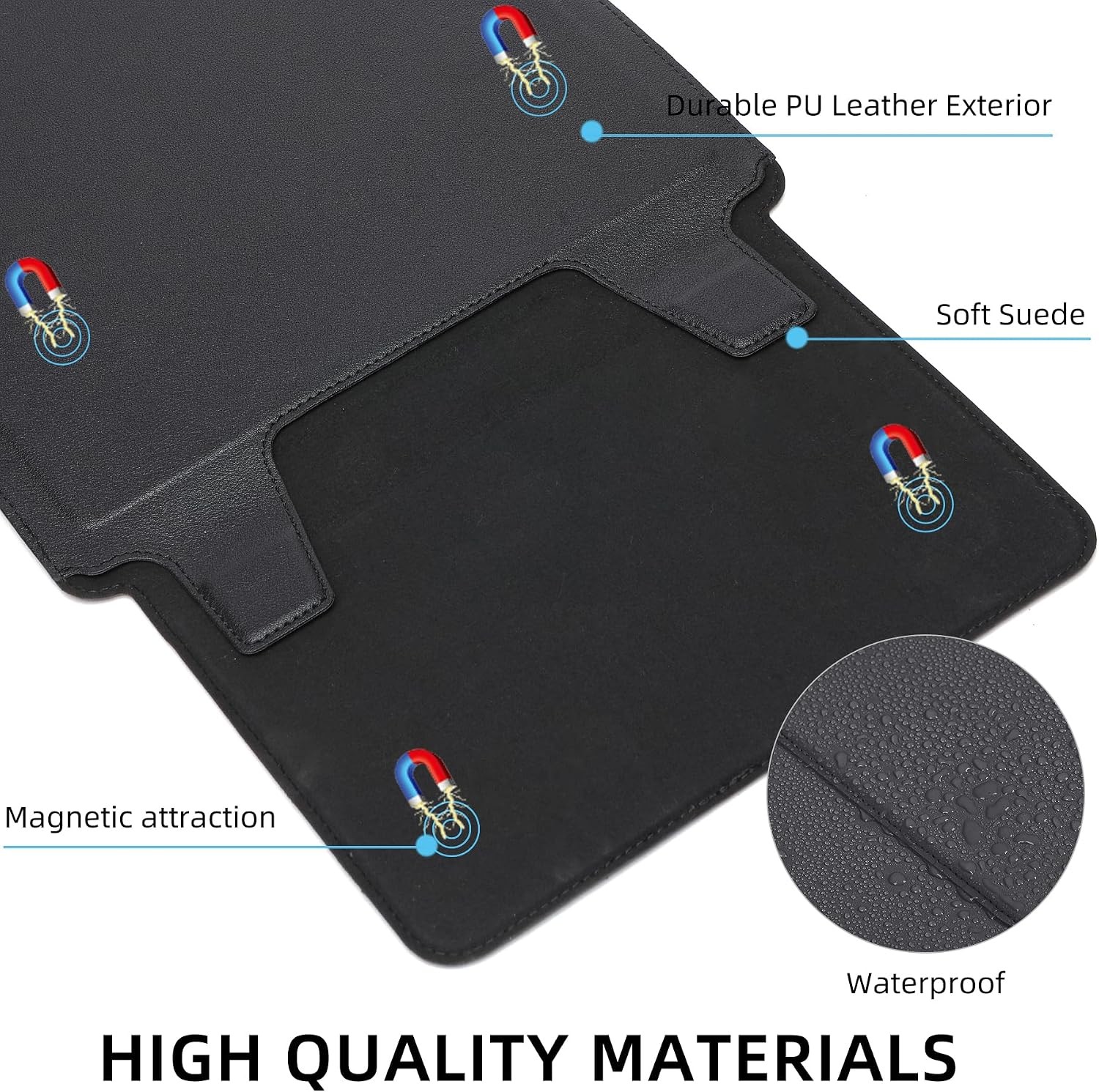 16-Inch Slim Soft Cover Laptop Sleeve Case with Stand for MacBook Pro/Air & More