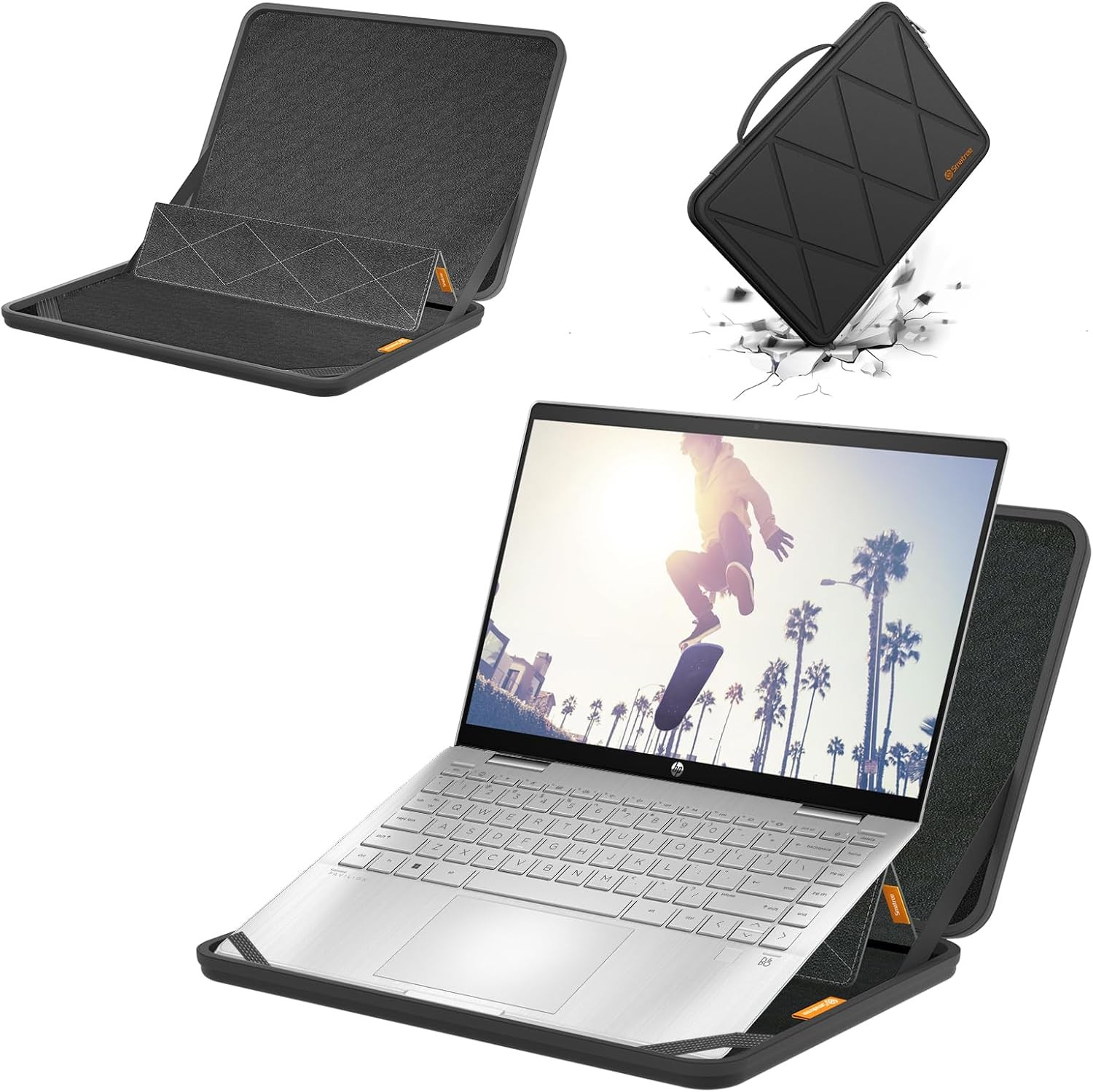 MS47T Hard EVA Protective Sleeve Case with Stand for 14 inch HP Pavilion x360 2-