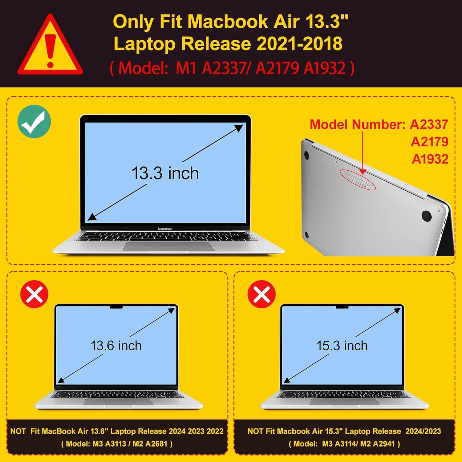 Case for MacBook Air 13 inch M1 A2337 A2179 A1932, Hard Cover with Screen Protec