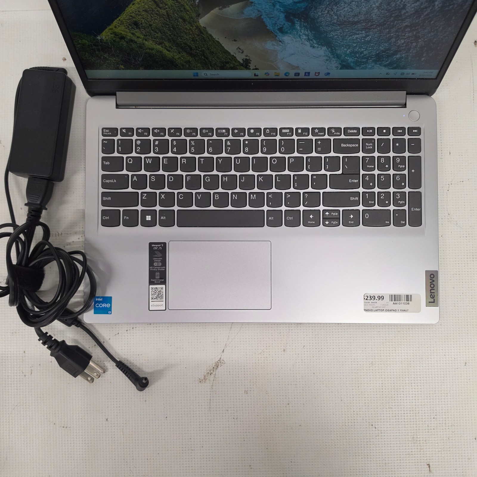 Lenovo Ideapad 1 15iau7 Win11H 15.6″ Touch Laptop 256GB SSD 1.2Ghz i3-1215u